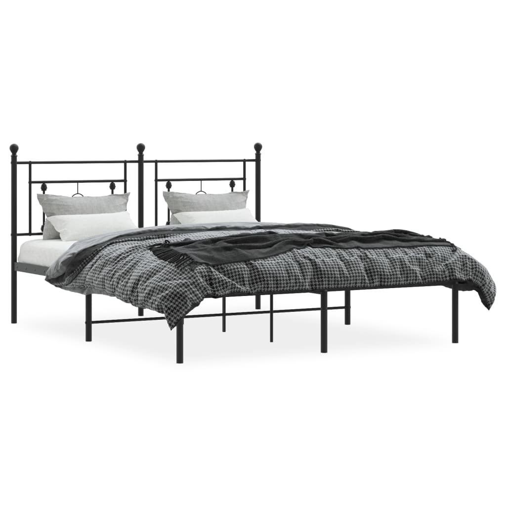 Estructura cama sin colchón con cabecero metal negro 160x200 cm vidaXL - 4