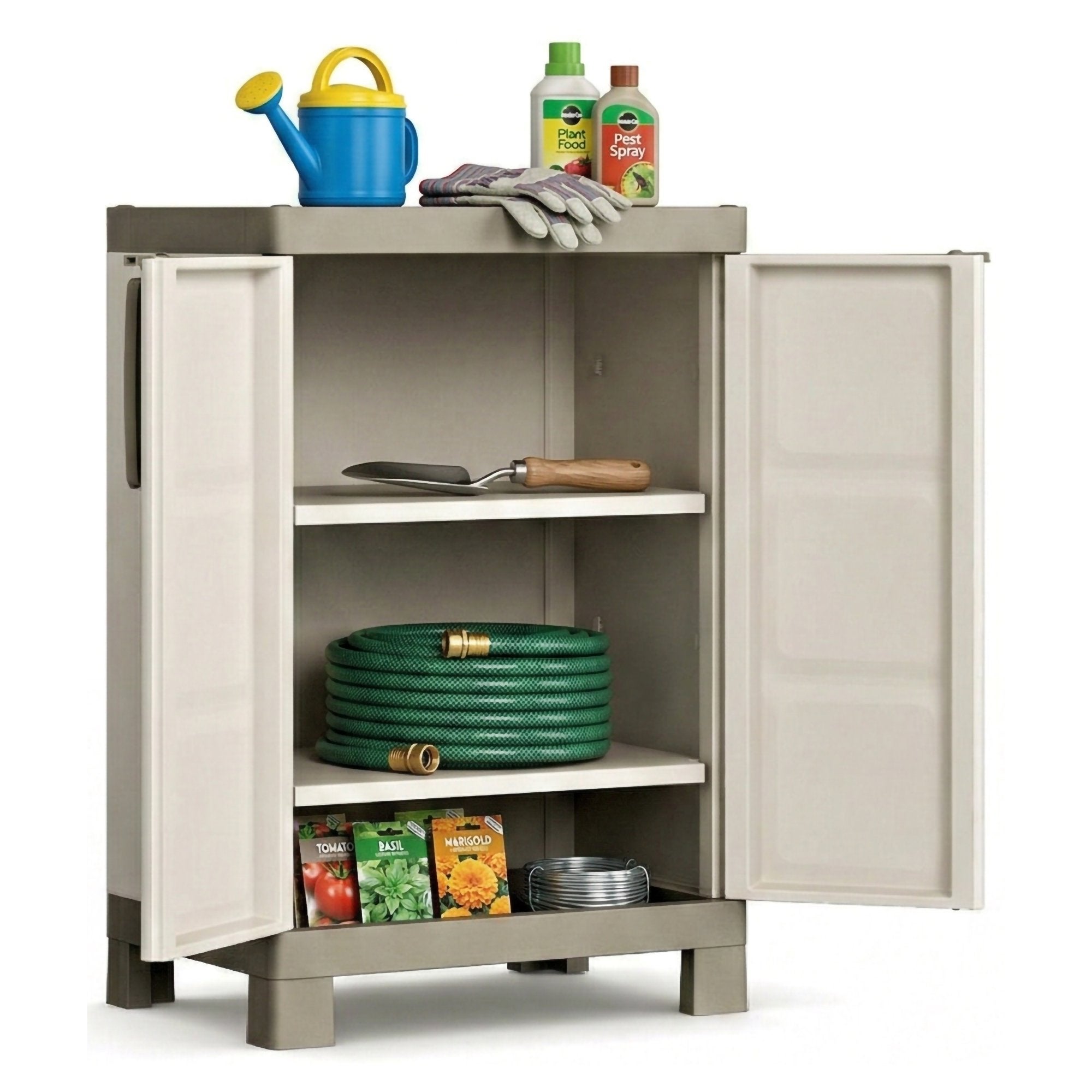 Armario de exterior - Mueble de jardín marrón arena 65x45x97h cm - 2