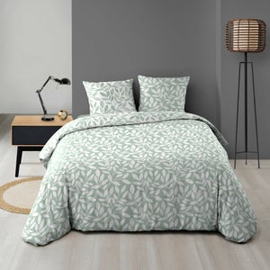 Housse de couette 220x240 cm + taies - Feuillage bleu et