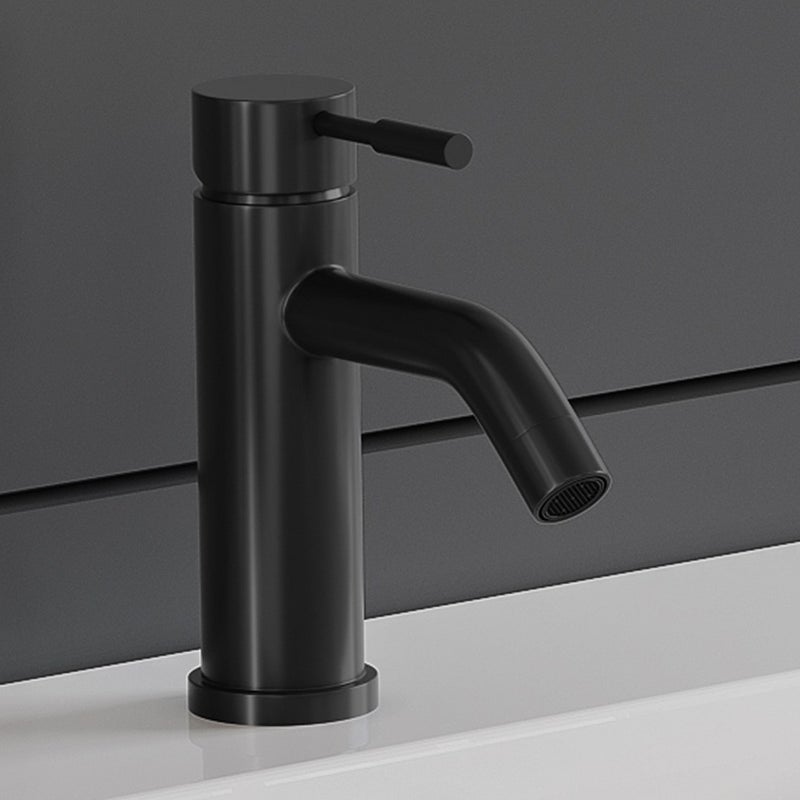 Bateria mieszająca mechaniczna zaokrąglona ze stali nierdzewnej szczotkowanej - Czarny mat - wys. 17 cm - SALAVAN