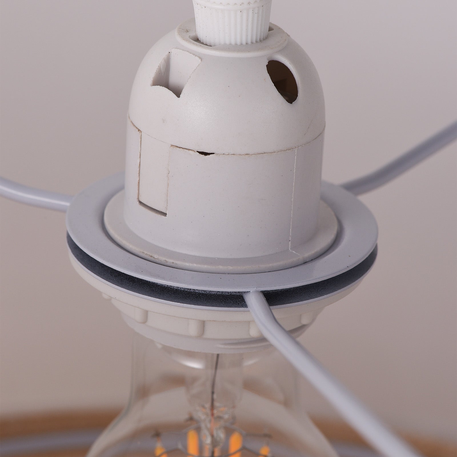 Lámpara Colgante Techo con Pantalla Textil Blanco y Ratan Ø 40 cm 