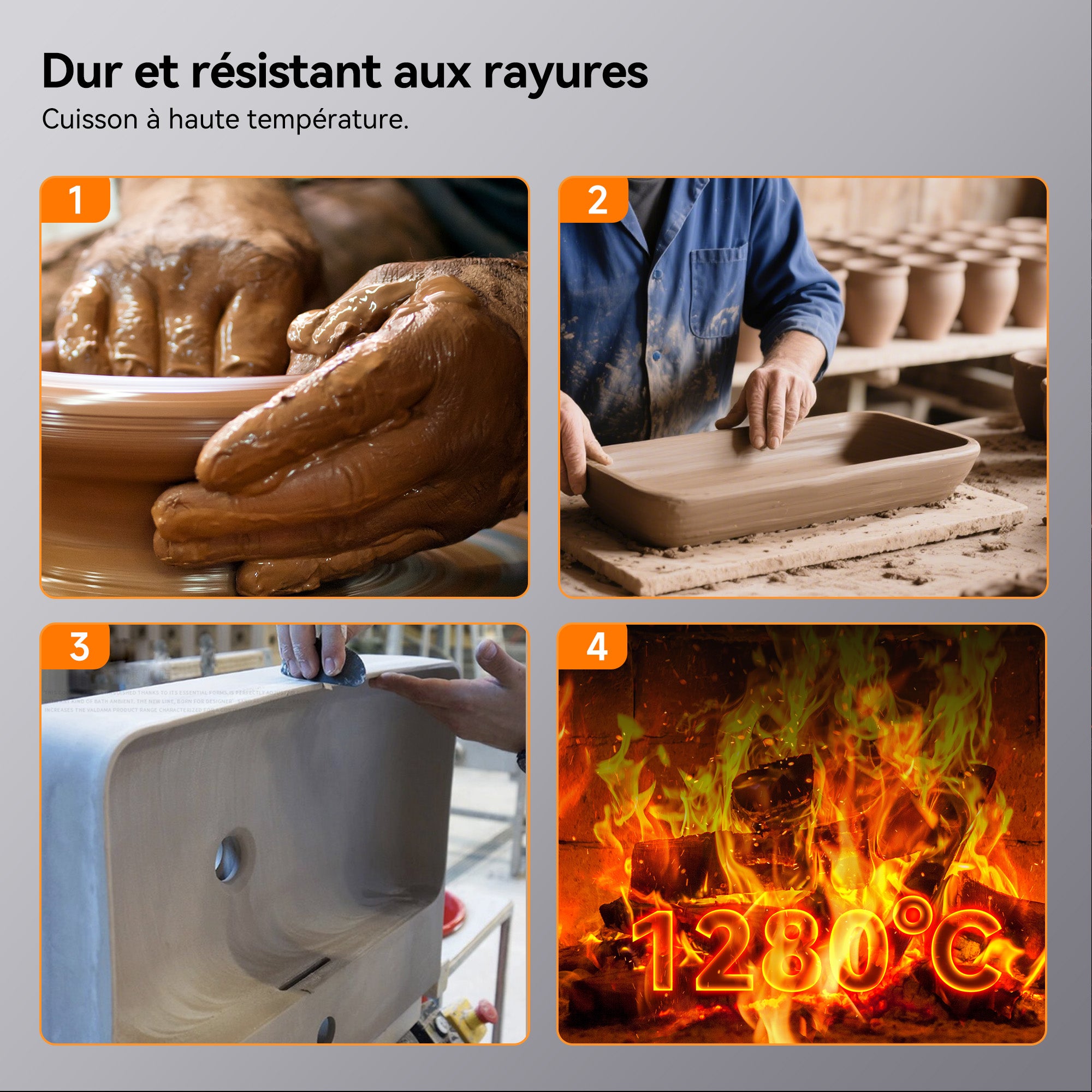 Lavabo en céramique, carré mural, vasque invité, vasque murale ou à poser avec trou pour robinet et trop-plein, 45 x 31 x 13,5 cm HOROW - 9