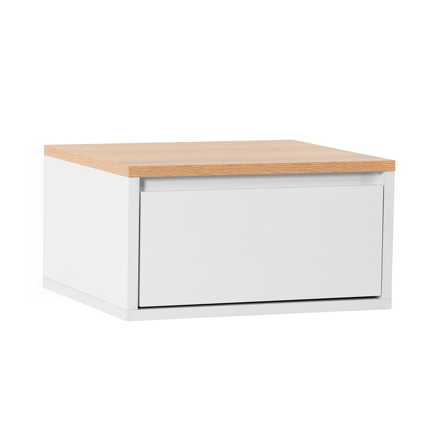 Vs Venta-Stock  Mesita De Noche Flotante Desi 1 Cajón Color /Roble Blanco , Leroy Merlin