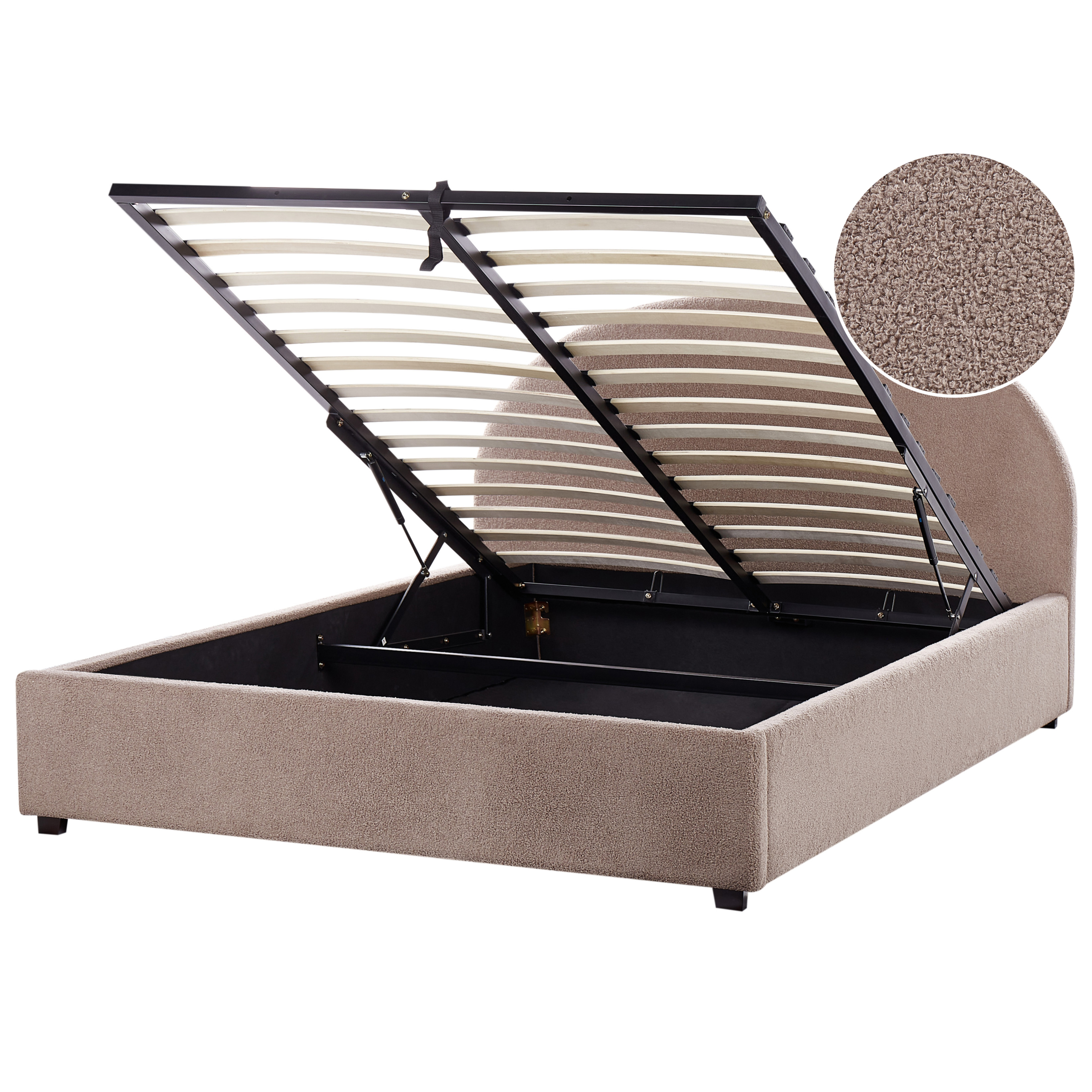 Beliani Cama Con Almacenaje Bouclé Vaucluse 160 X 200 Cm Gris/Pardo , Leroy Merlin