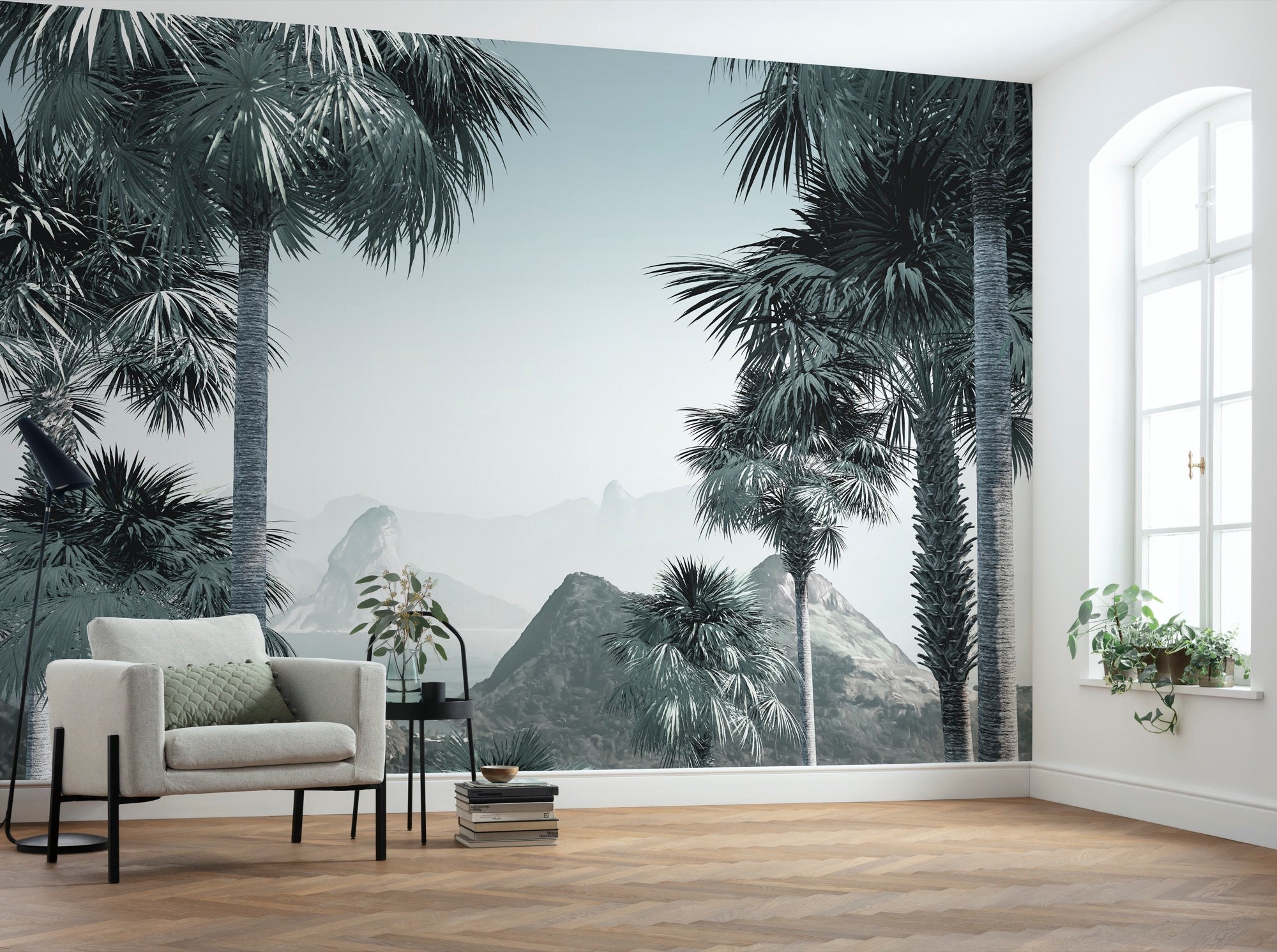 Fototapeta tropikalny raj szaro zielonym - 400 x 280 cm - SANDERS &amp; SANDERS