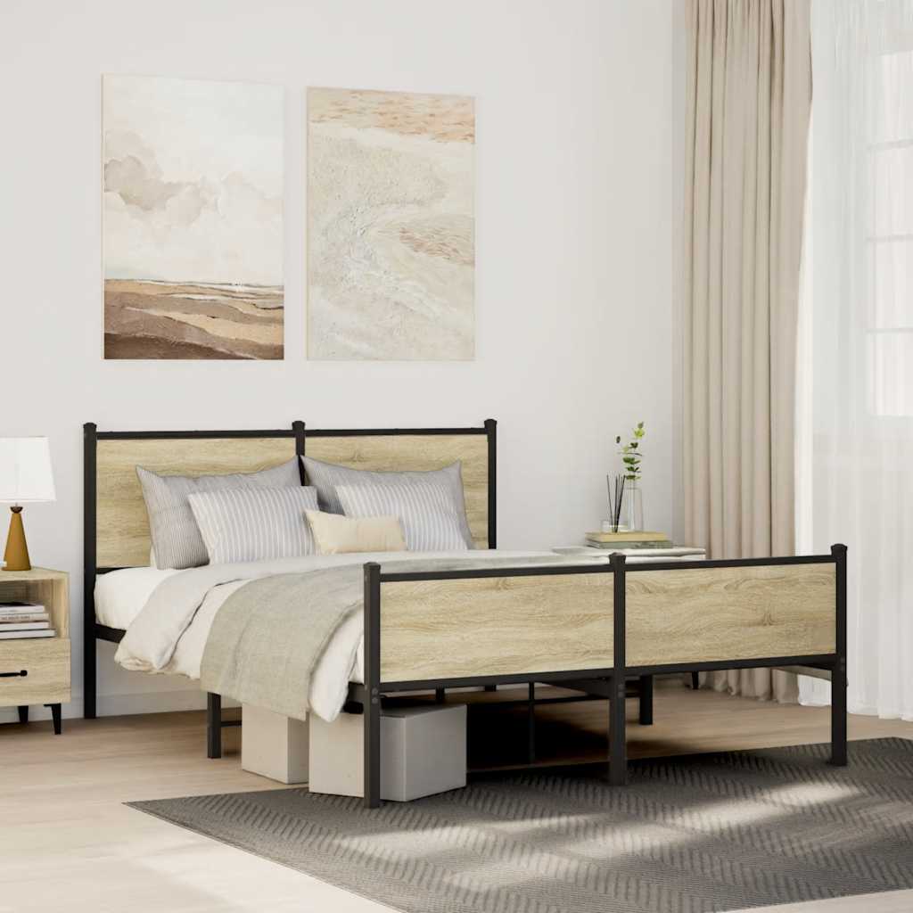 Łóżko Metalowe Czarne Rama łóżka Ze Stelażem Łóżko Do Sypialni Pokoju 140x190 cm