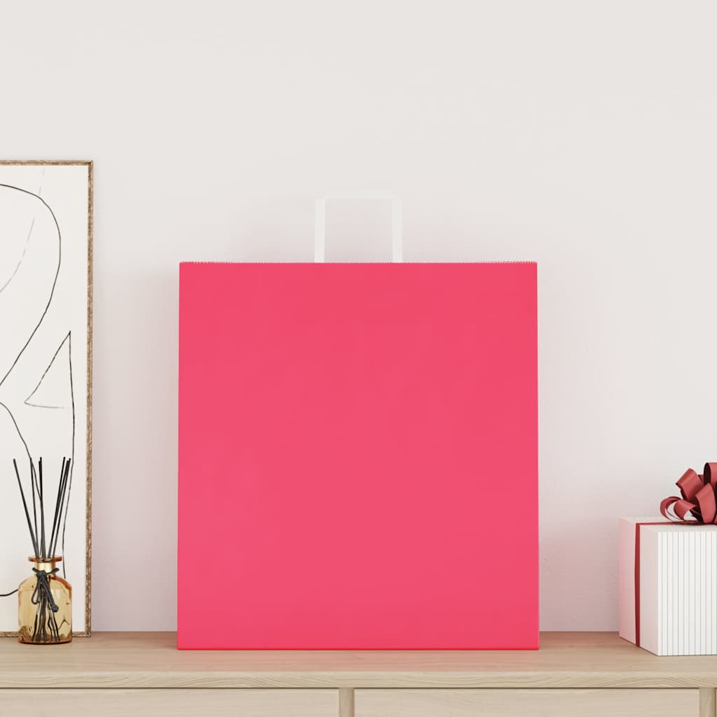Torby papierowe 50 szt. z uchwytami różowe 45x17x48 cm vidaXL