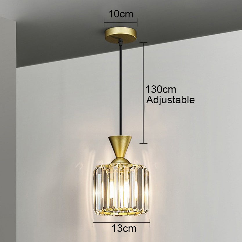Lustre LED moderno, candeeiro de teto em cristal, candeeiro suspenso com altura ajustável, 3 temperaturas de cor 3000K-6000K (φ13cm, redondo) - 6
