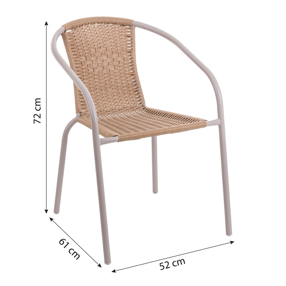 Set di 4 sedie color rattan a curiosità beige 2 toni 52x61x72 cm MONTY - 3
