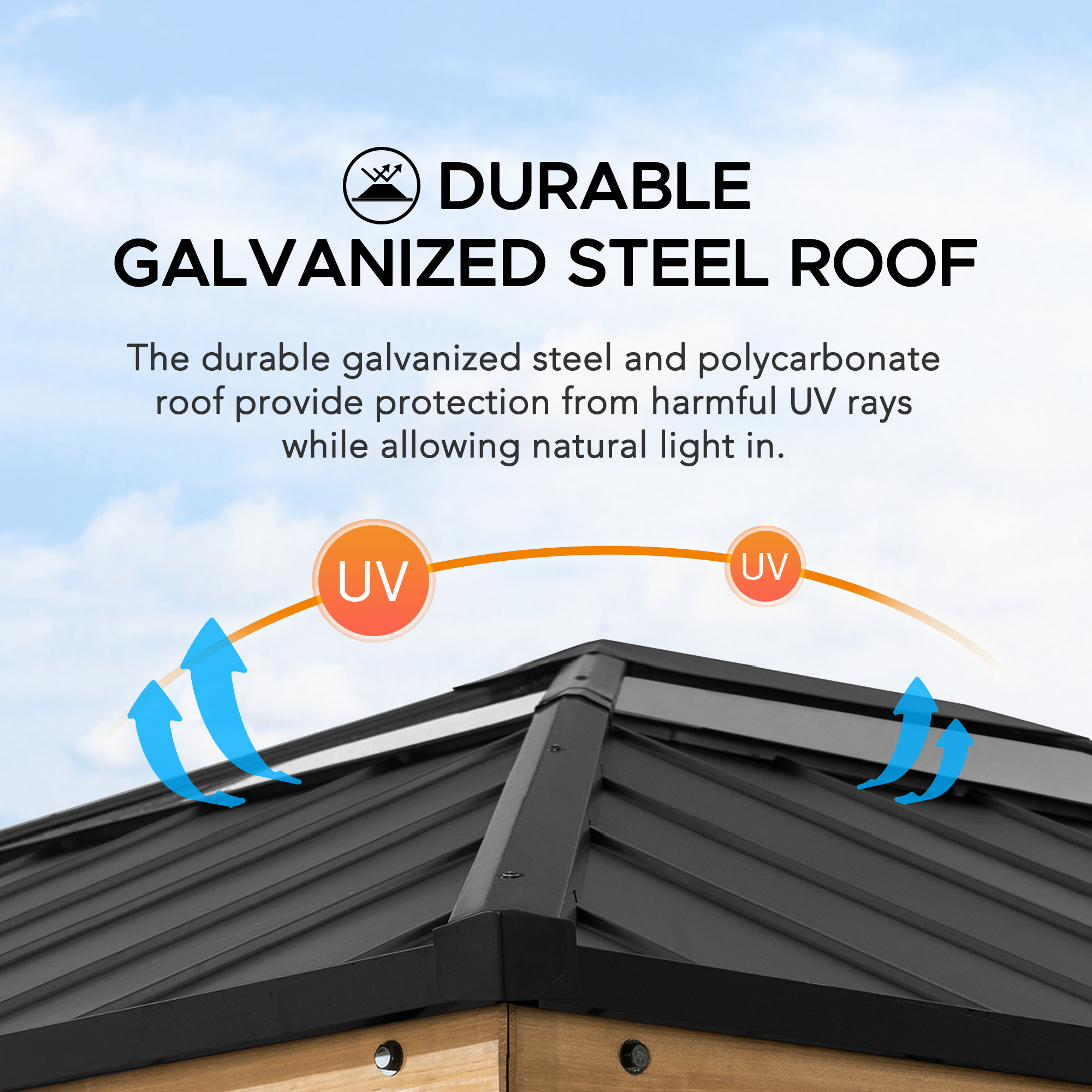 Pavillon de jardin Bruri Sunjoy, 3.9x3.4m dim. ext. (cas échéant incl. débord de toit) naturel, épaisseur paroi : 13,2m² superficie totale - 11