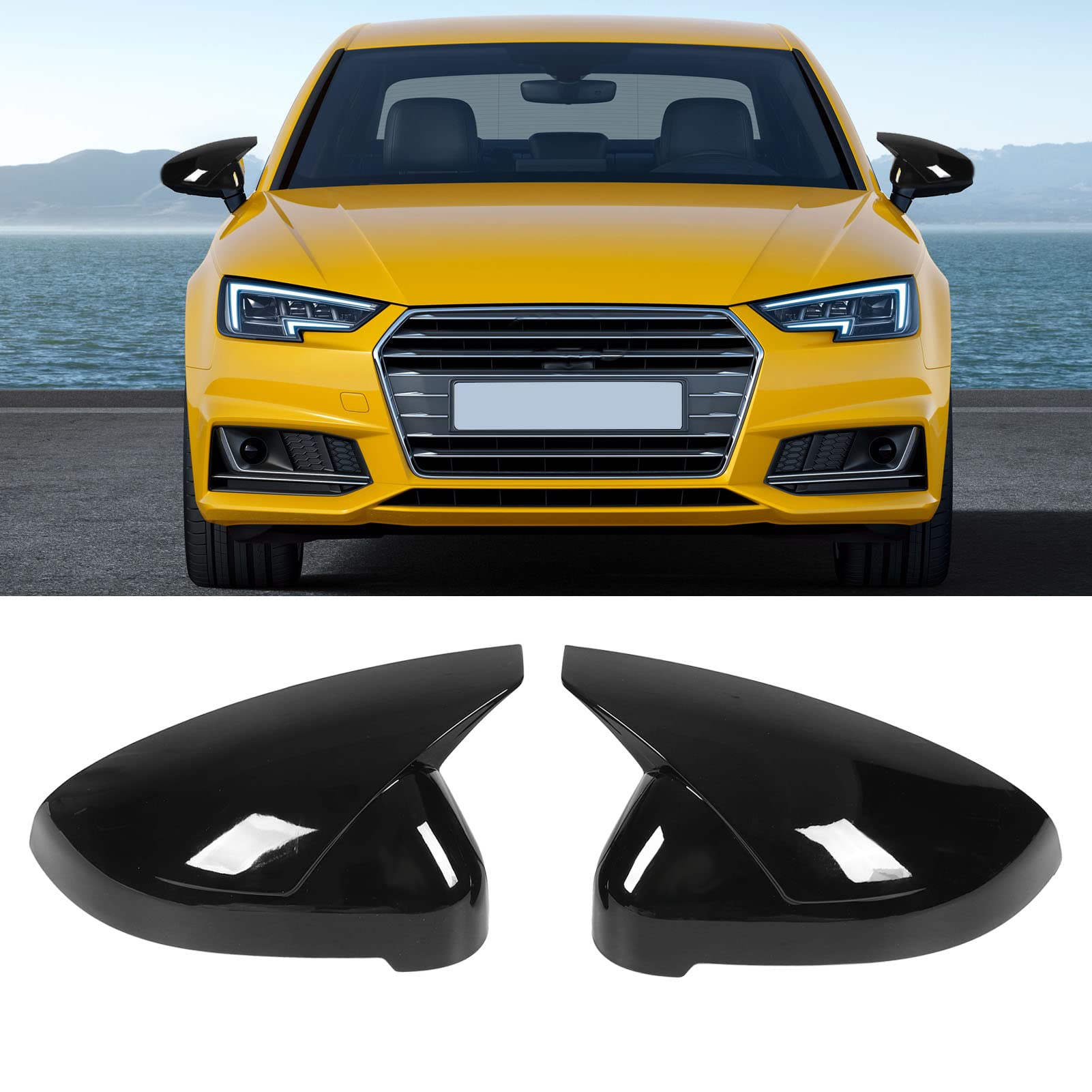 Copri specchietti retrovisori laterali stile clacson, copri specchietti retrovisori laterali per S4 RS4 B9 2015-2019 (nero lucido) - 2