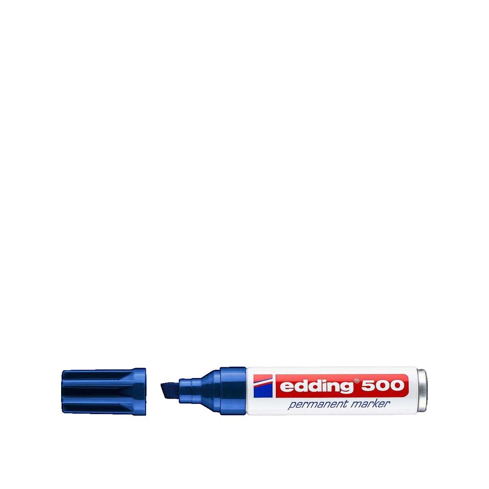 Marker permanentny Edding 500 trwały atrament ścięta końcówka niebieski
