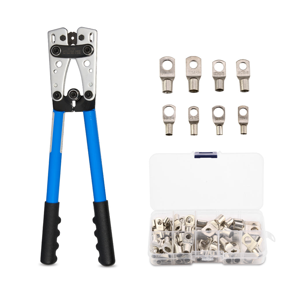 Pinces à Sertir & 60 cosses kit- AWG 10-0, 6/10/16/25/35/50 mm², Pince