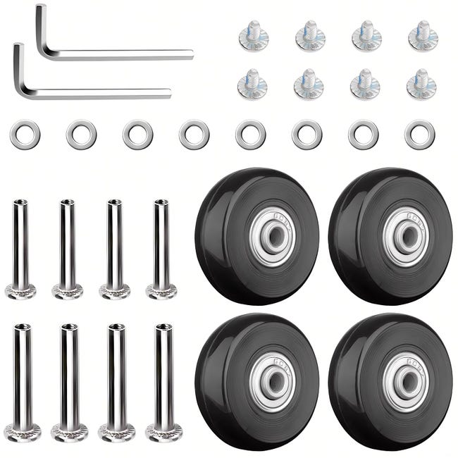 4 sztuki kółek zamiennych do walizek 50 mm x 18 mm, gumowo-metalowe, uniwersalne kółka do walizek, do bagażu, do wózka ręcznego