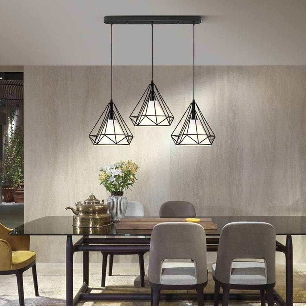 Suspension Hofstein Moderne 4-6 Ampoules – Nickel Mat / Marron / Blanc – Lampe Pendentif Pour Salon, Cuisine, Chambre