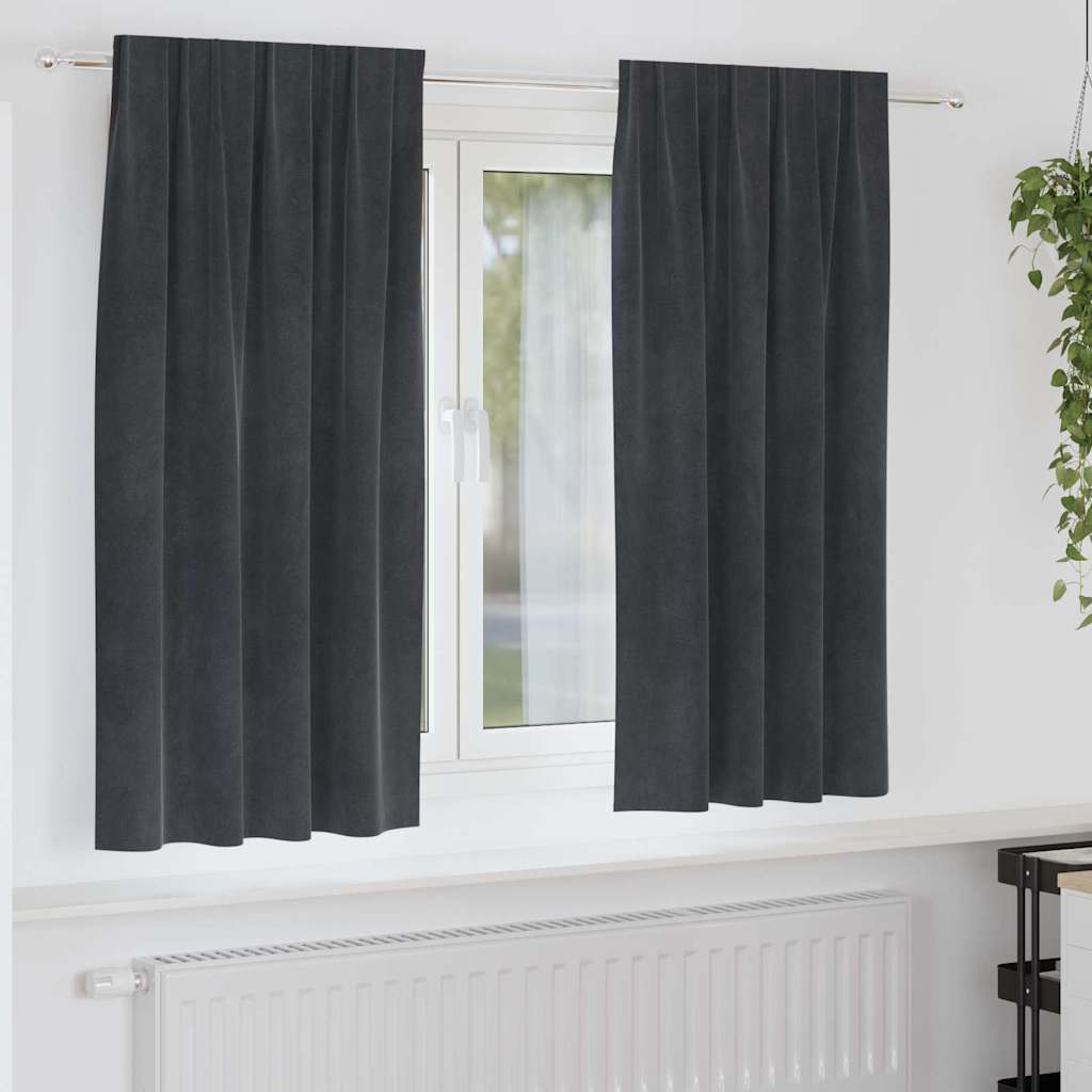 Zasłony zaciemniające 2 pcs Jasnoszary 140 x 175 cm Aksamit vidaXL