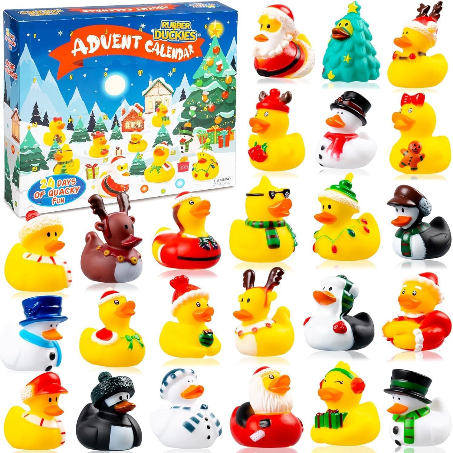 Calendrier De L'Avent 2025 Canards En Caoutchouc - 24 Pièces, Jouets De Bain, Thème Noël