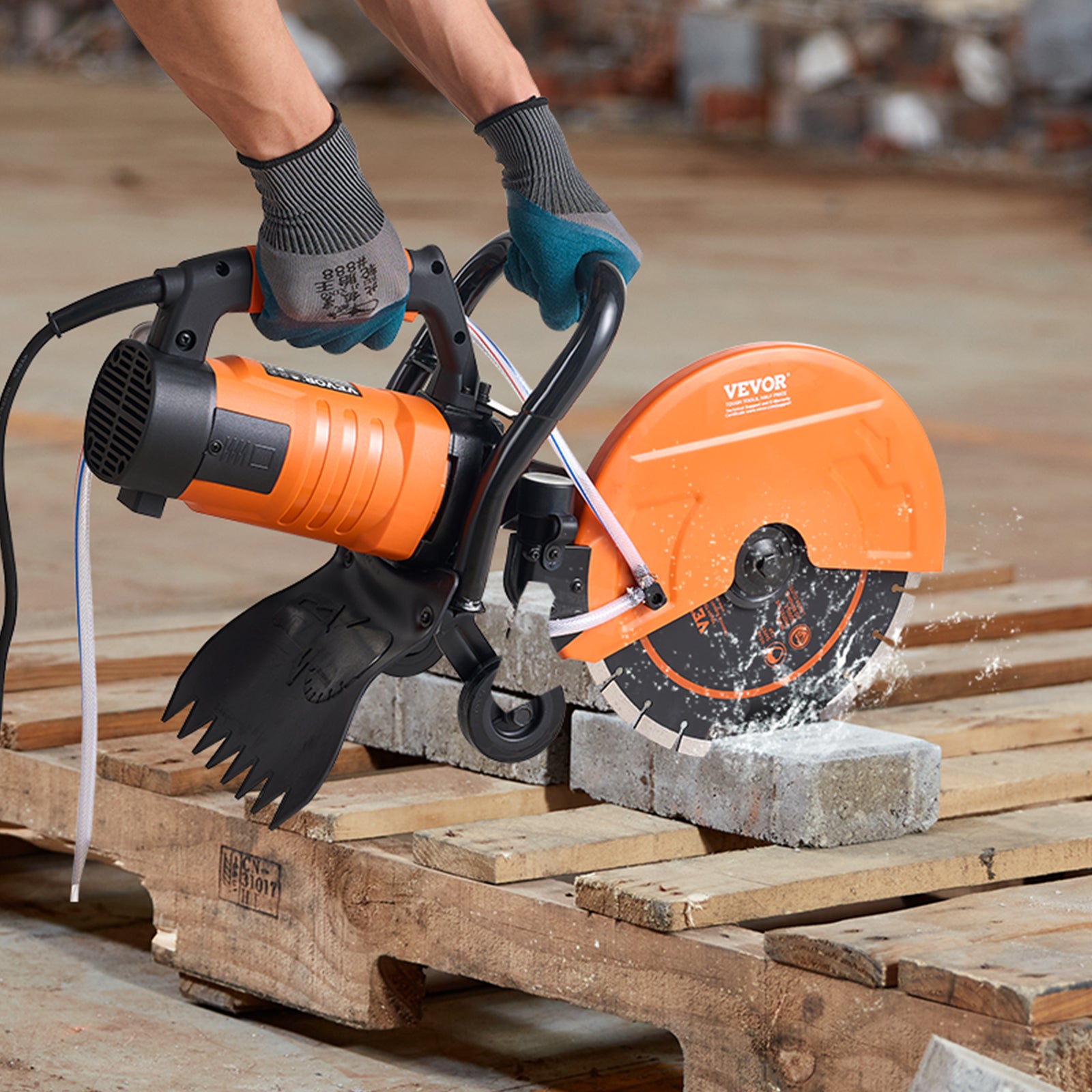 Scie à béton électrique,VEVOR 305mm,scie circulaire puissance élevée 2800W profondeur coupe114mm scie à disque humide/sec conduite d'eau,pompe à eau - 8