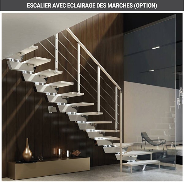 Vida - Escalier quart tournant (L Forme - 1/4 tournant) - Largeur 95 cm - 12 Marches - 5