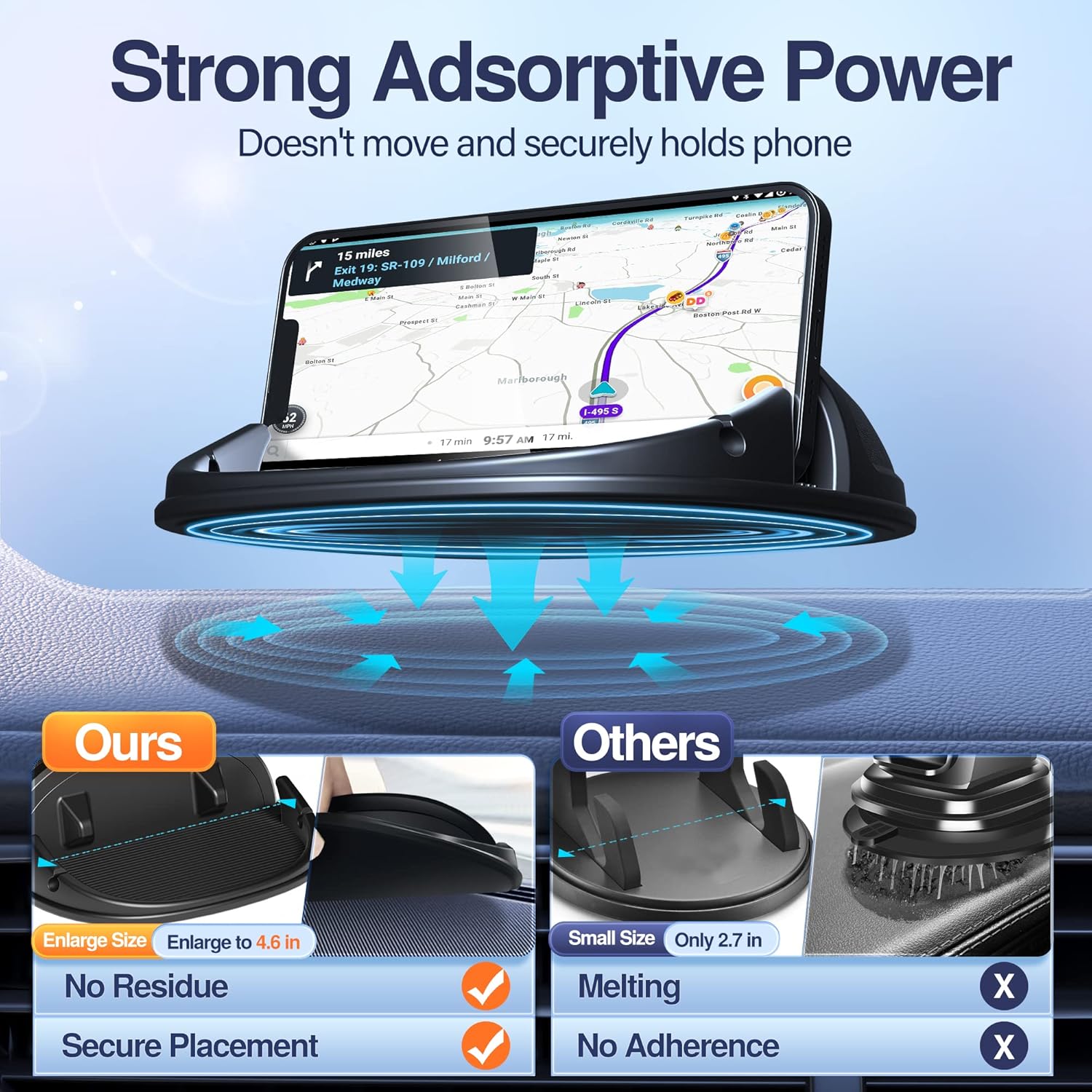 Supporto Telefono Antiscivolo Per Cruscotto Mugen Power - Grandi Dimensioni, Per Honda