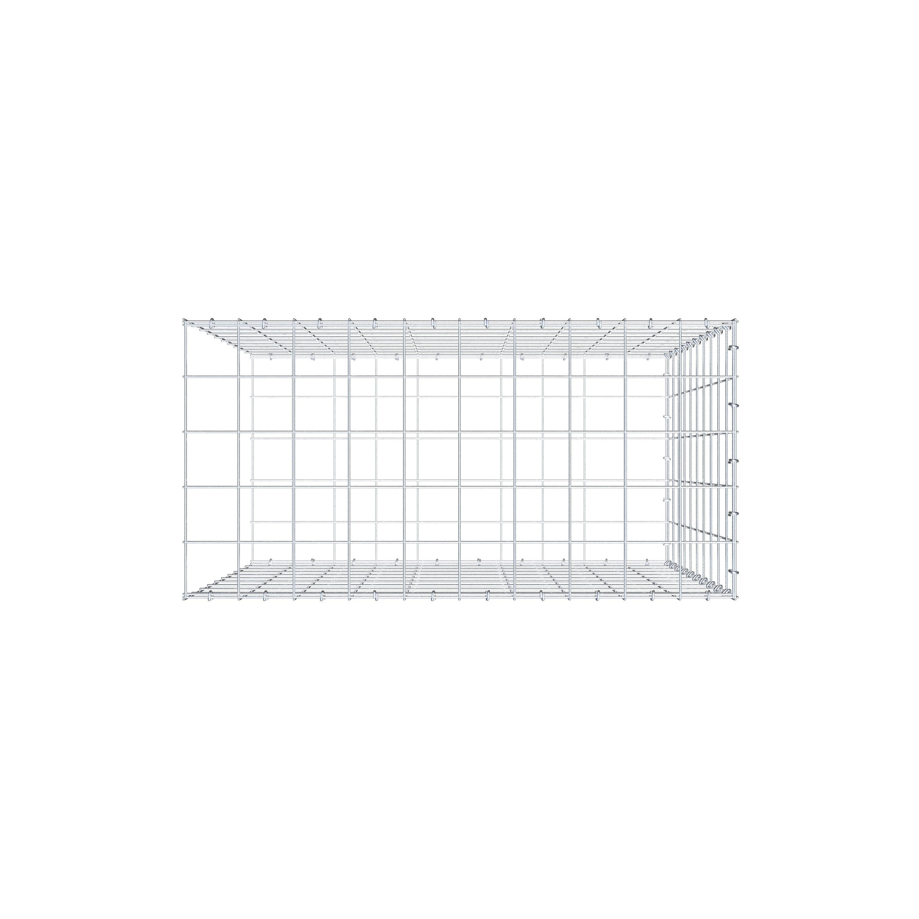 Gavión para alargar en acero galvanizado 100x100x50cm (LxAxP), malla 10 x 10cm, Anillo en C, sin rejilla frontal - 8