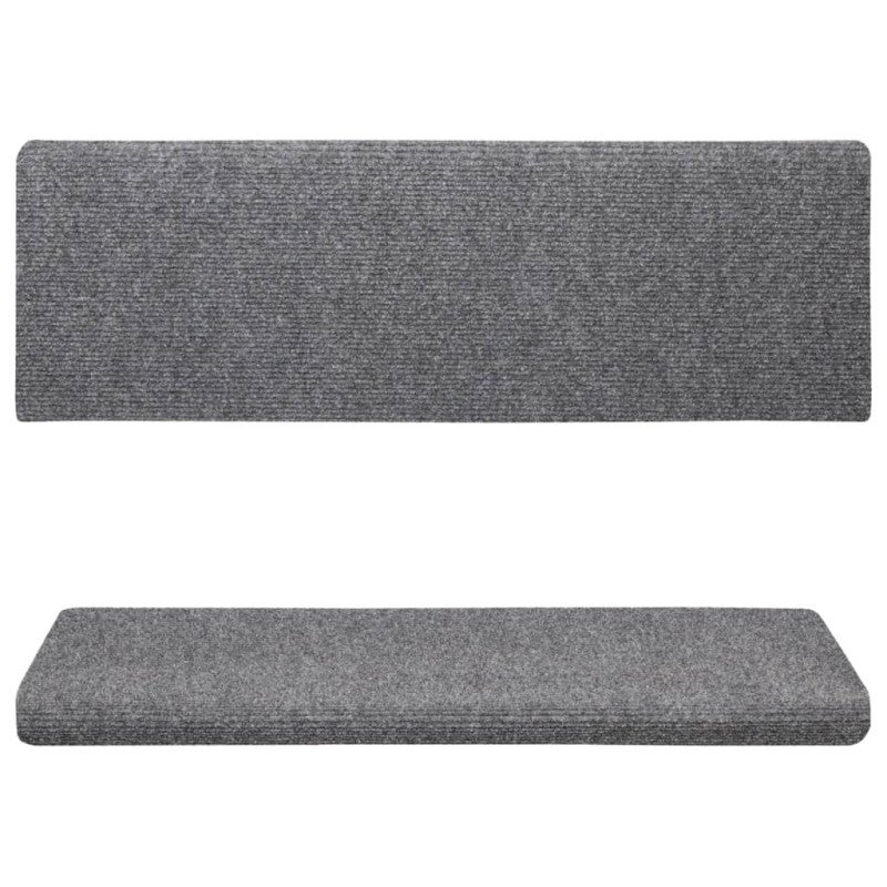Tappetini per scale autoadesivi 15 pz 65x21x4 cm Grigio chiaro bordo rettangolare vidaXL - 4