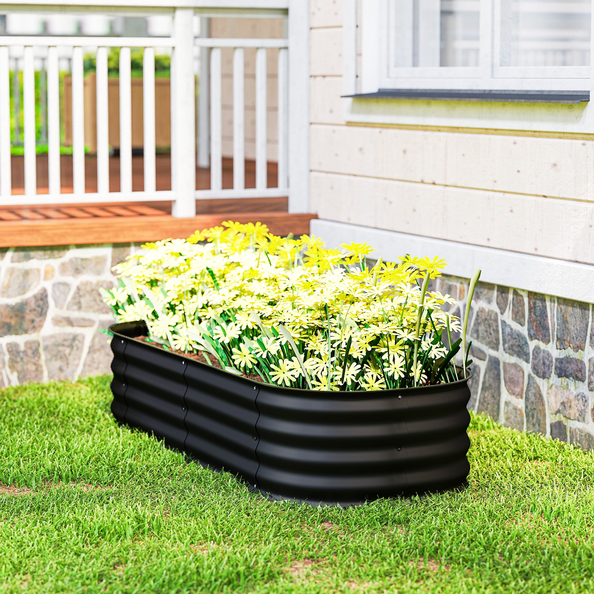 Jardinière en acier noir modulable 150x62x30cm OUTSUNNY - 9