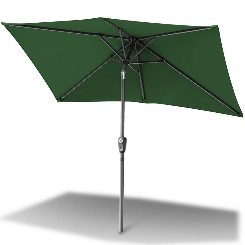Parasol prostokątny 200x300 cm, UV30+, na balkon, taras i do ogrodu, z korbą, zielony