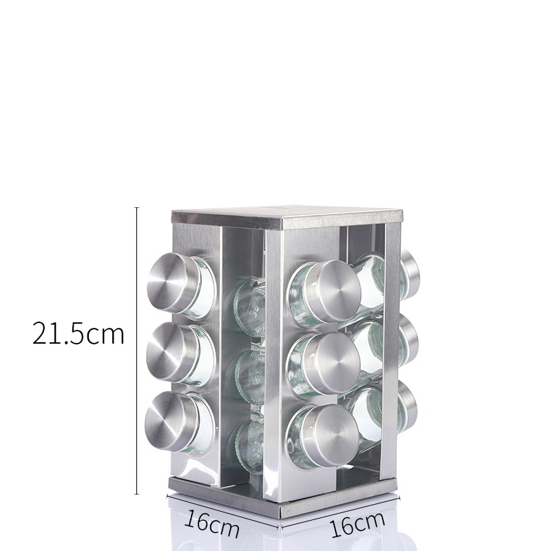 Rotating Spice Rack Organizer, 12 Jar Spice Rack with Square Jars ...