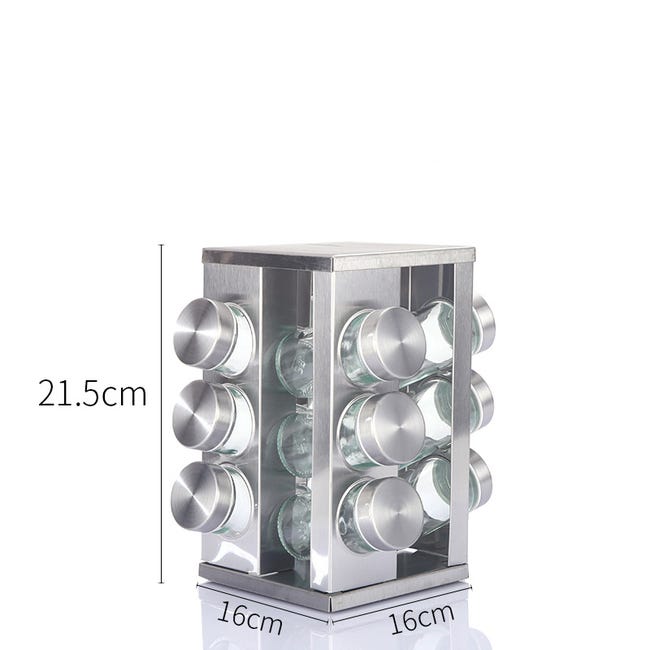 Rotating Spice Rack Organizer, 12 Jar Spice Rack with Square Jars ...