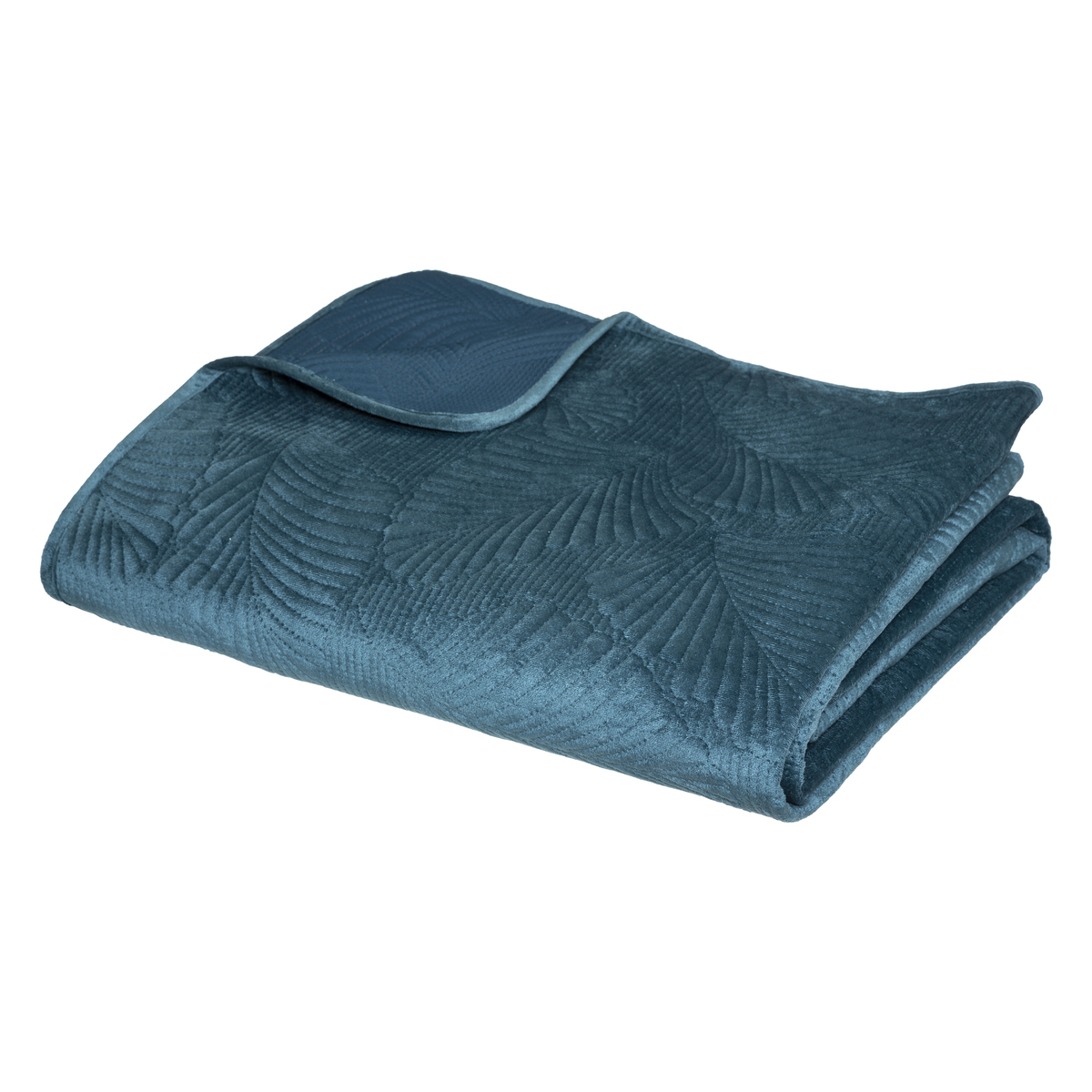 Colcha «feuille» - terciopelo - azul cerceta 240 x 260 cm - atmosphera créateur d'intérieur