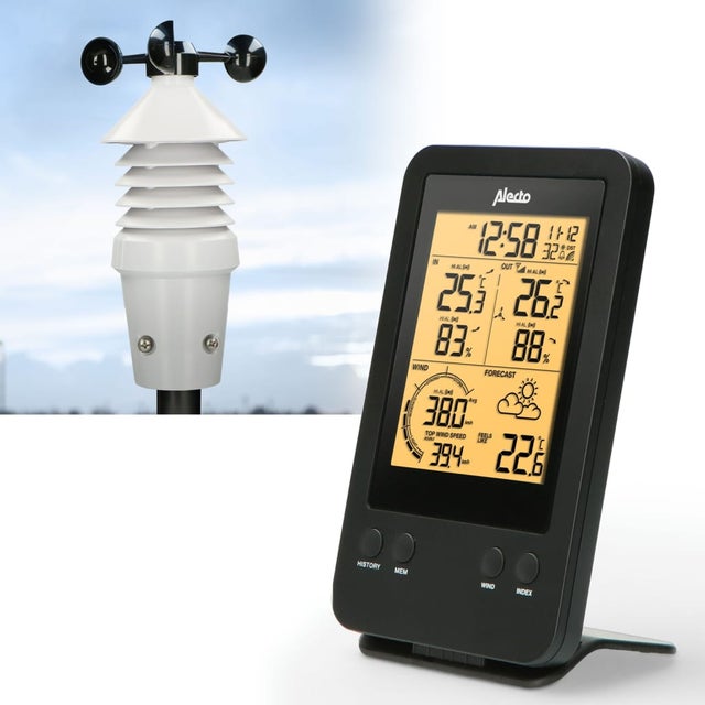 Alecto Stazione Meteorologica Wireless WS-3400 14 cm Nera