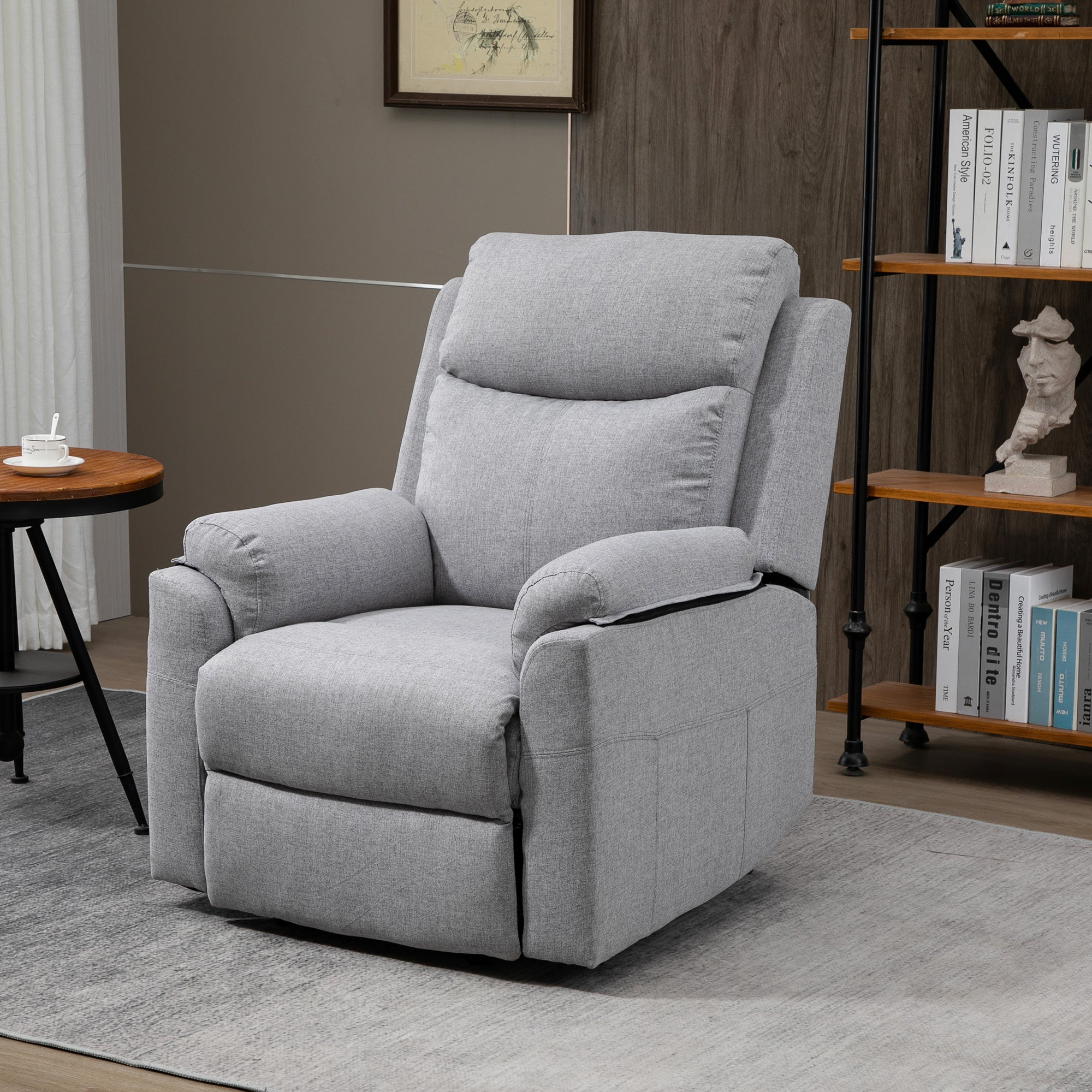 HOMCOM Poltrona Relax Alzapersona Elettrica Reclinabile con Telecomando e Poggiapiedi in Tessuto, Grigio Chiaro - 7