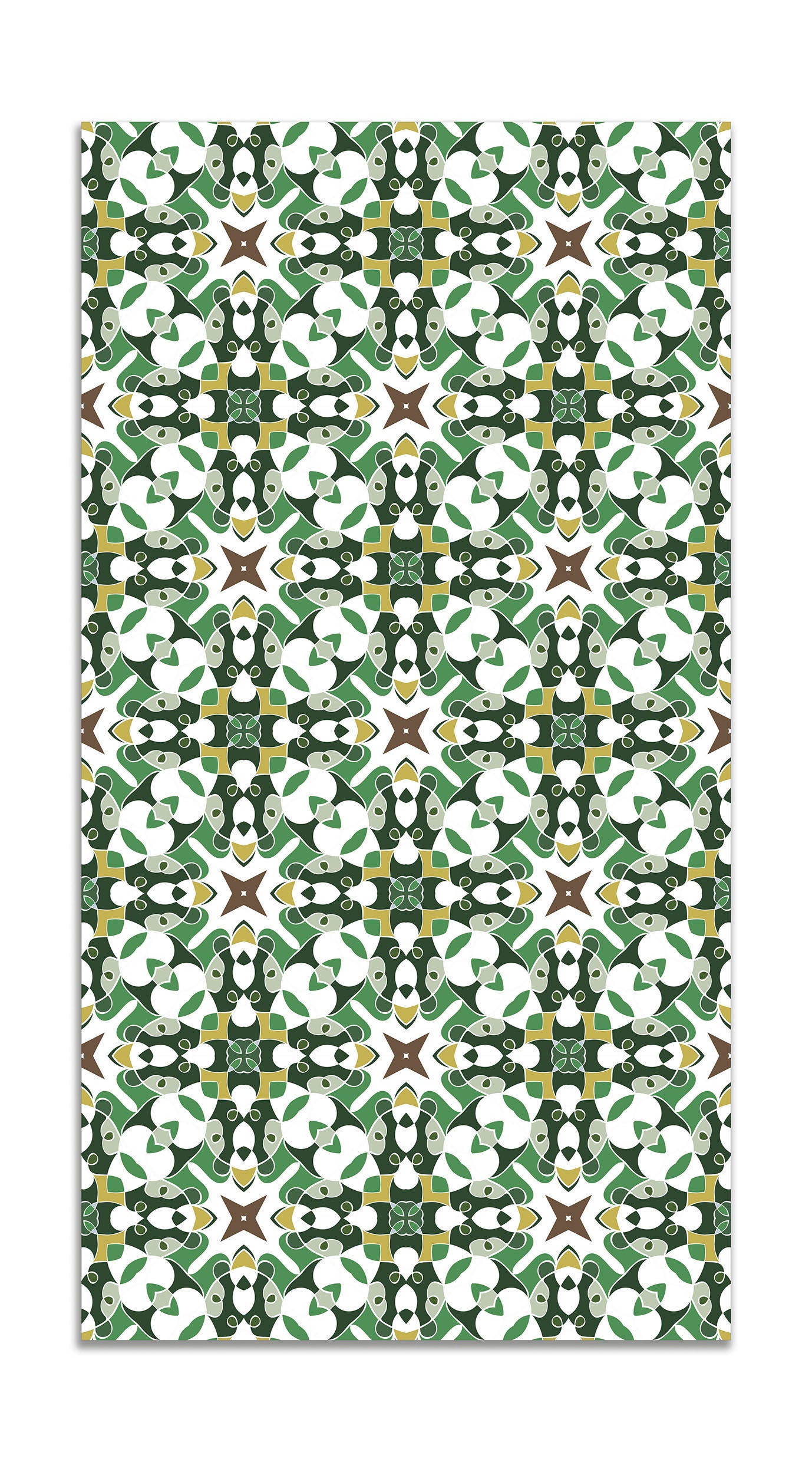 Panorama alfombra vinílica azulejo hidráulico tipo oriental verde 200x250 cm - alfombra cocina vinilo - alfombra salón antideslizante