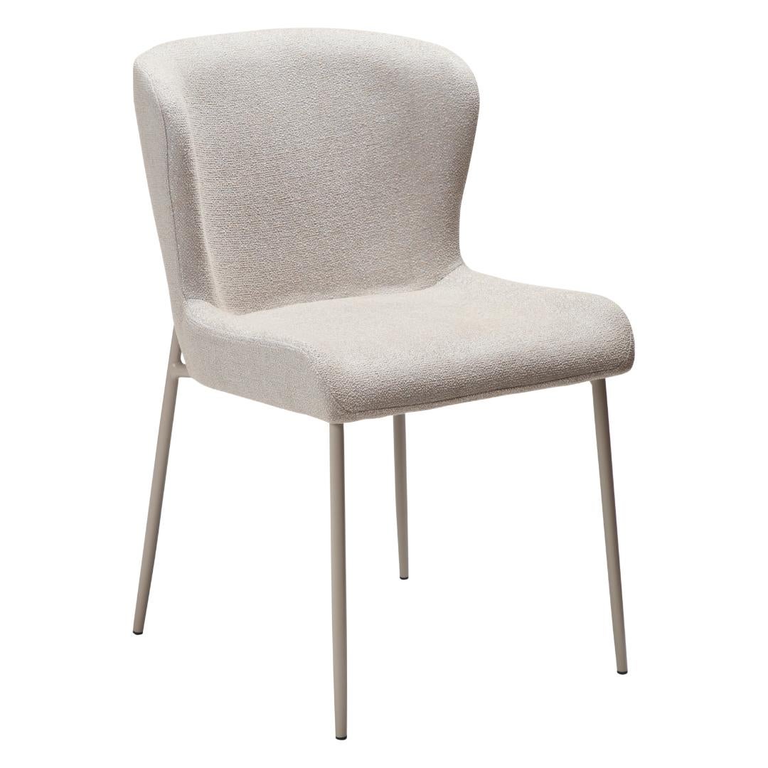Glam Dan-Form krzesło stołowe bouclé jasnoszary.
