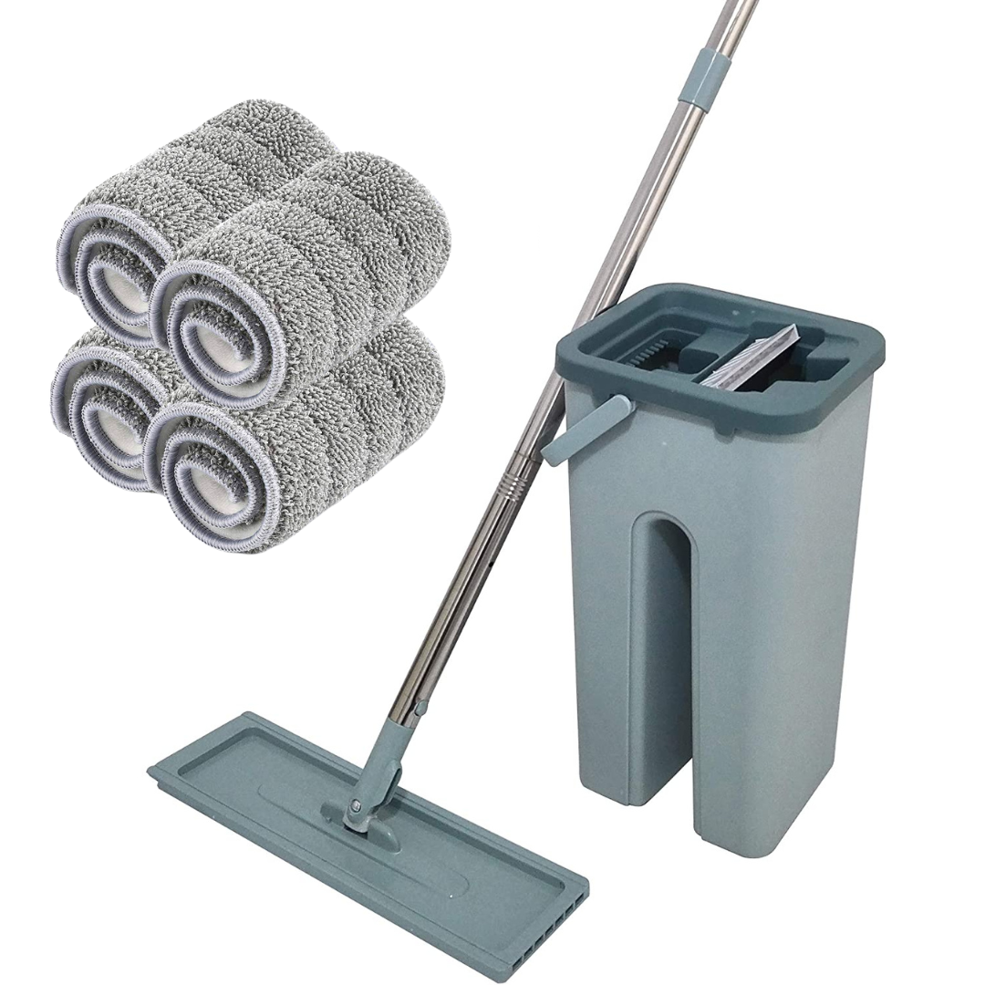 Magic Broom - Scopa extra large girevole a 360° - Secchio a 2 scomparti per pulire e strizzare