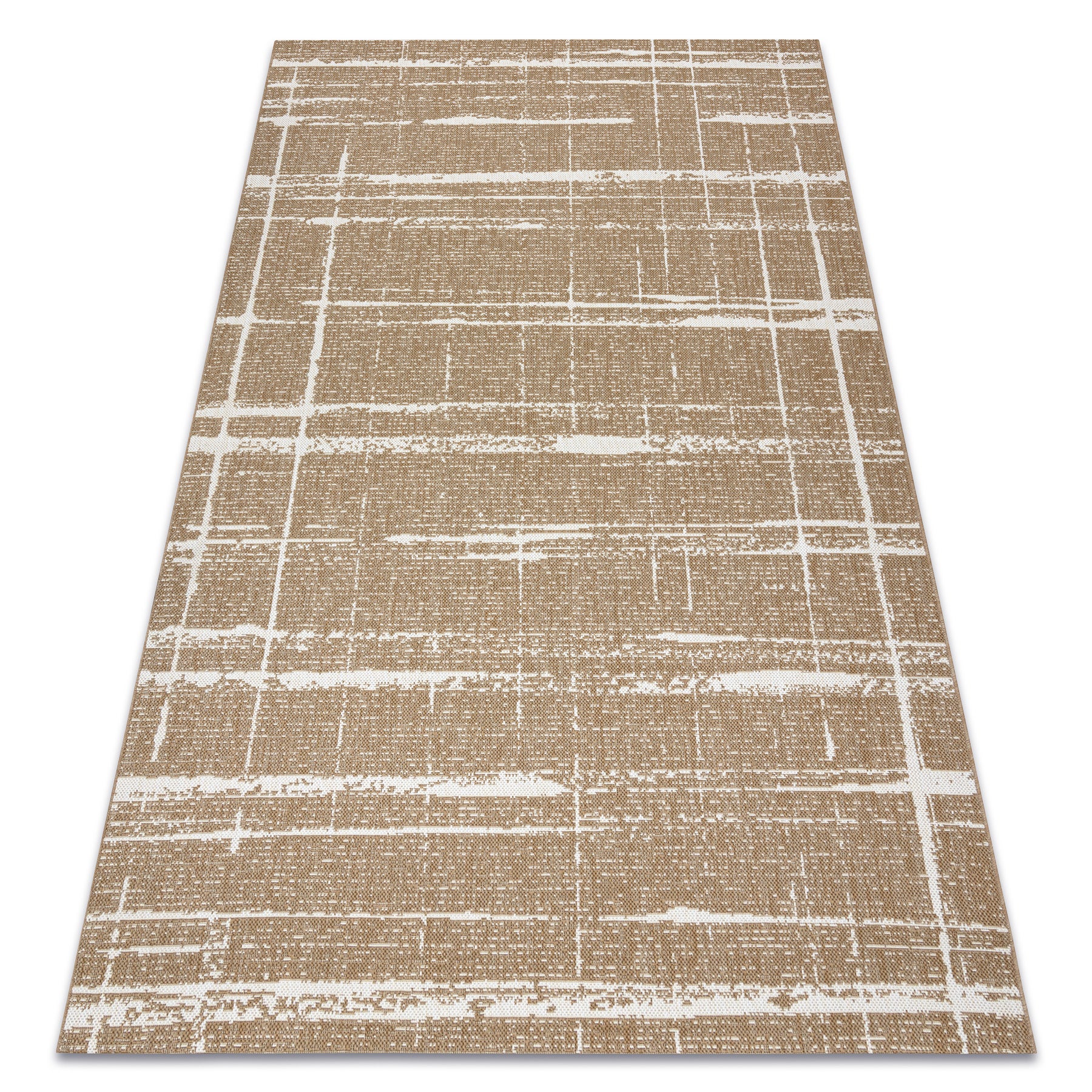 Dywan sizal FLAT 48965265 Kratka, vintage - beż naturalny kolor słomkowy, sznurkowy 160x230 cm