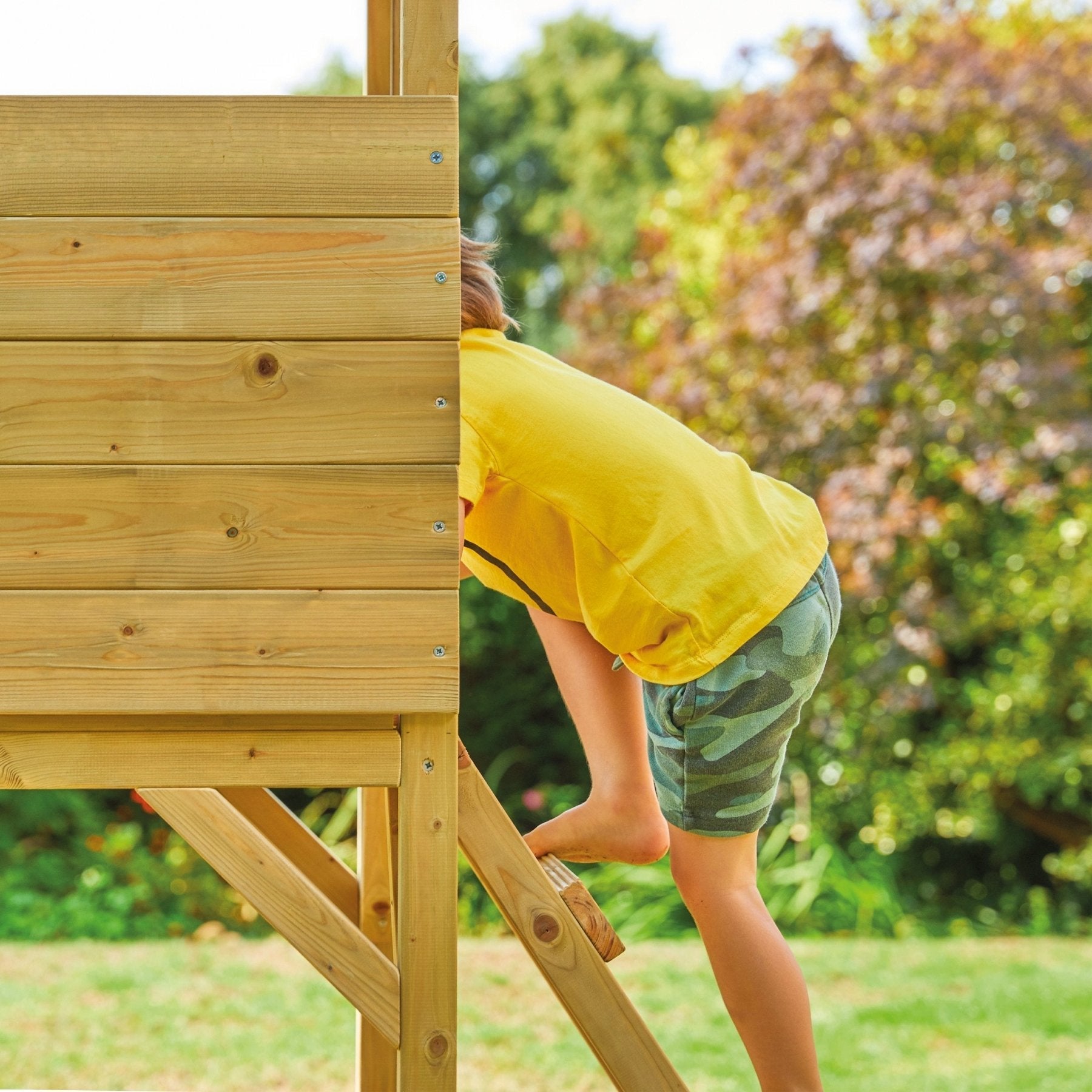 Cabane enfant sur pilotis avec toboggan vert pomme - bois FSC® - CIMES - 4