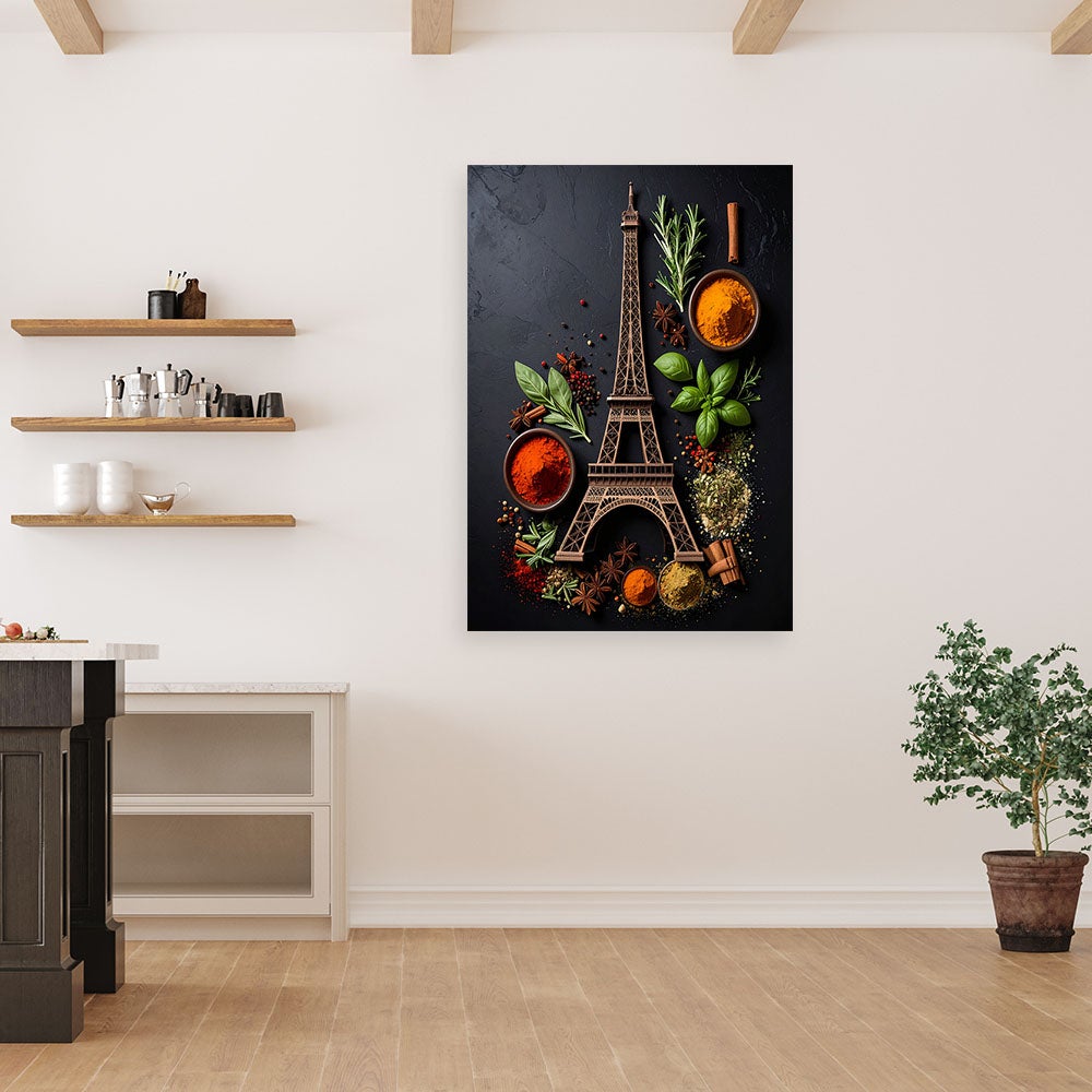 Obraz do kuchni restauracji baru jadalni, Wieża Eiffla Przyprawy Zioła 40x60 - 2