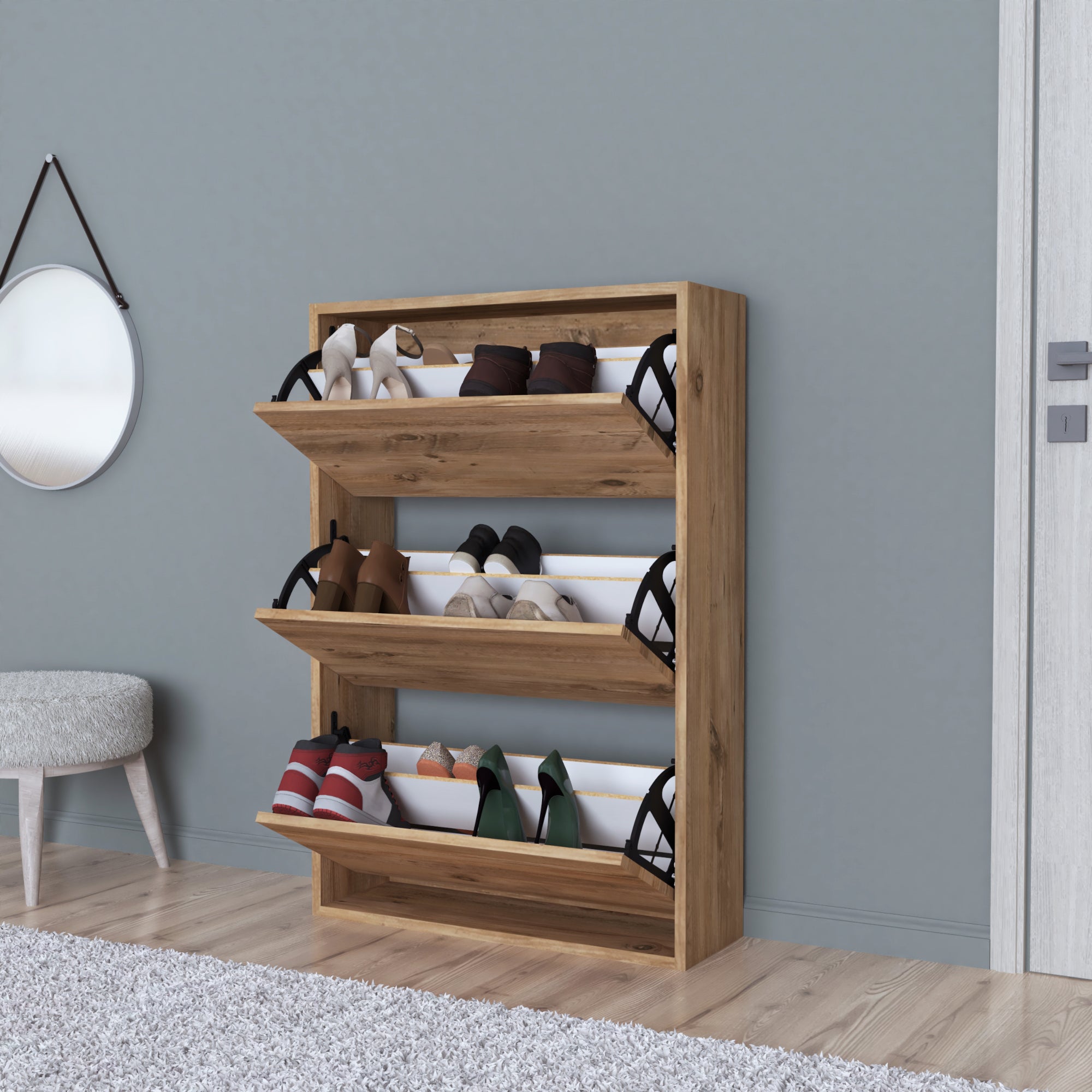 Meuble chaussures aurskog 110 x 74 x 24 cm effet ch ne en casa
