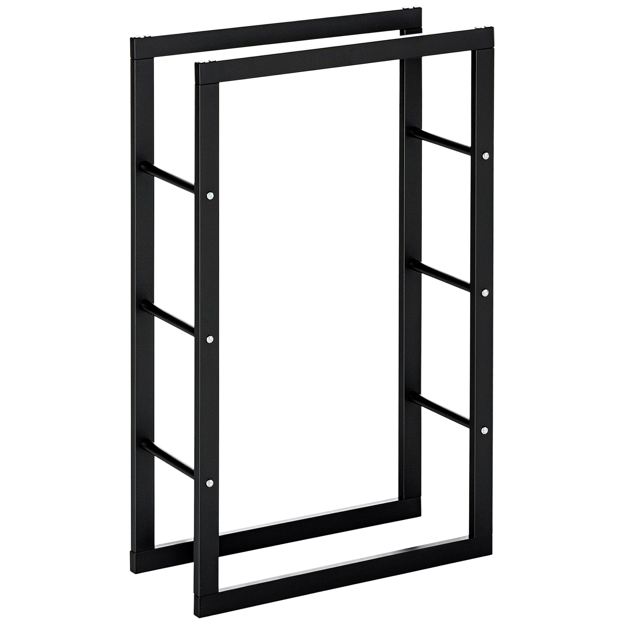 HOMCOM Porte-Bûches Métal Noir Design Moderne – 60 X 25 X 150 Cm, Charge 100 Kg, Intérieur & Extérieur