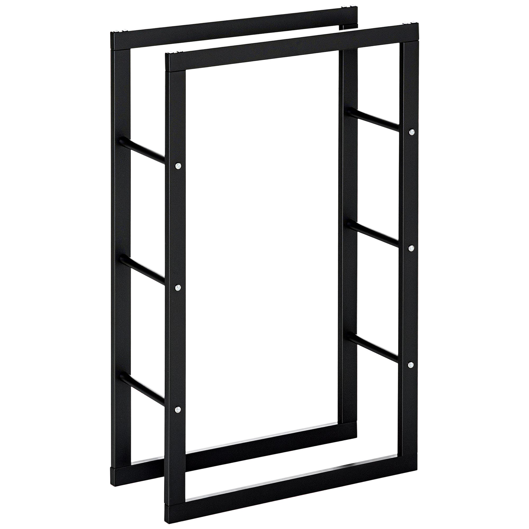 HOMCOM Porte-Bûches Métal Noir Design Moderne – 60 X 25 X 150 Cm, Charge 100 Kg, Intérieur & Extérieur