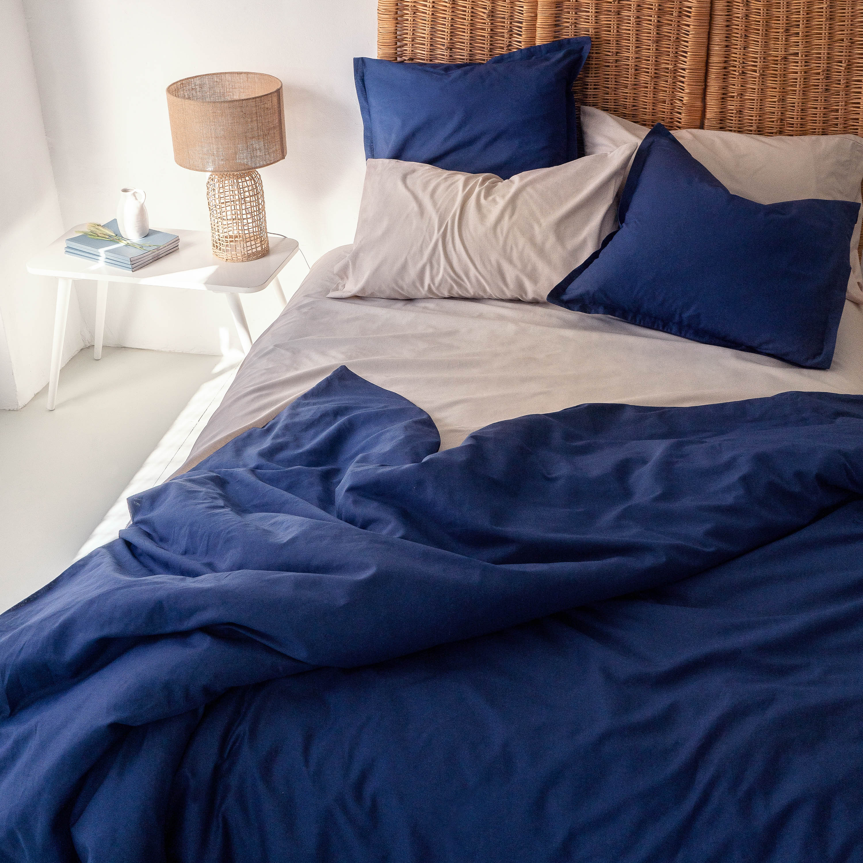Basic Housse de couette 135/140x200 cm Bleu marine - 3