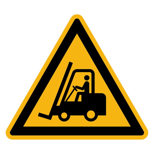 Adesivo Pericolo Avvertenza Avvertimento NF ISO 7010 - Adesivo Segnaletico Triangolare Laminato - Carrelli Elevatori - 20x20 cm
