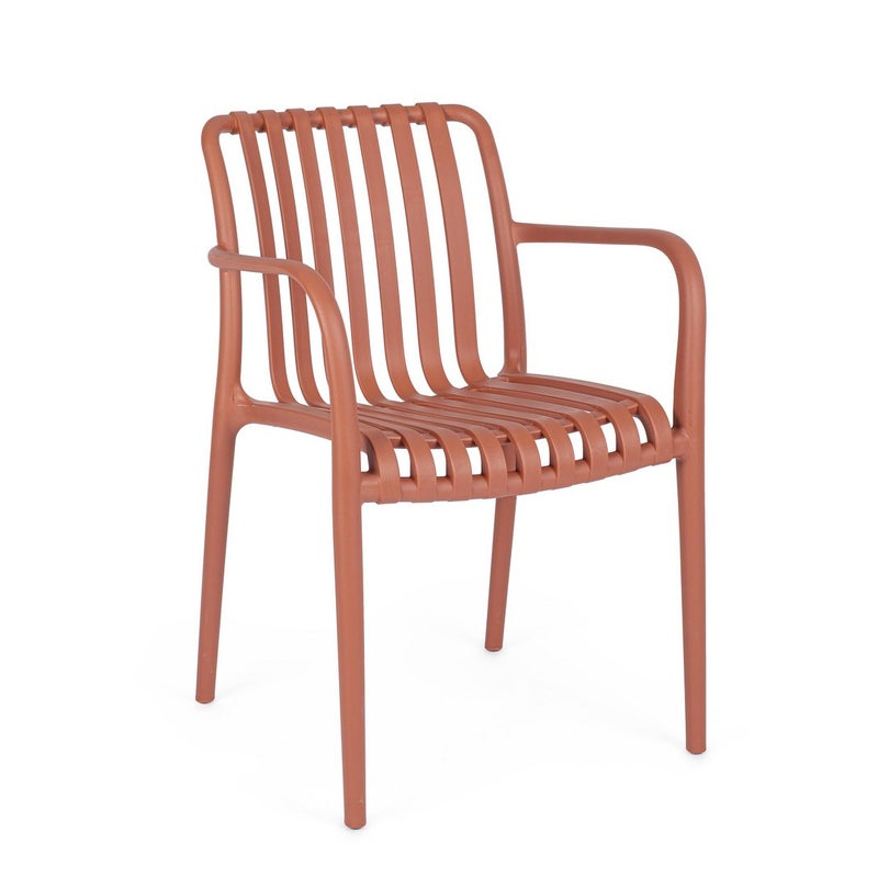 Krzesło z polipropylenu, odporne na promienie ultrafioletowe, terakota, do użytku wewnątrz i na zewnątrz