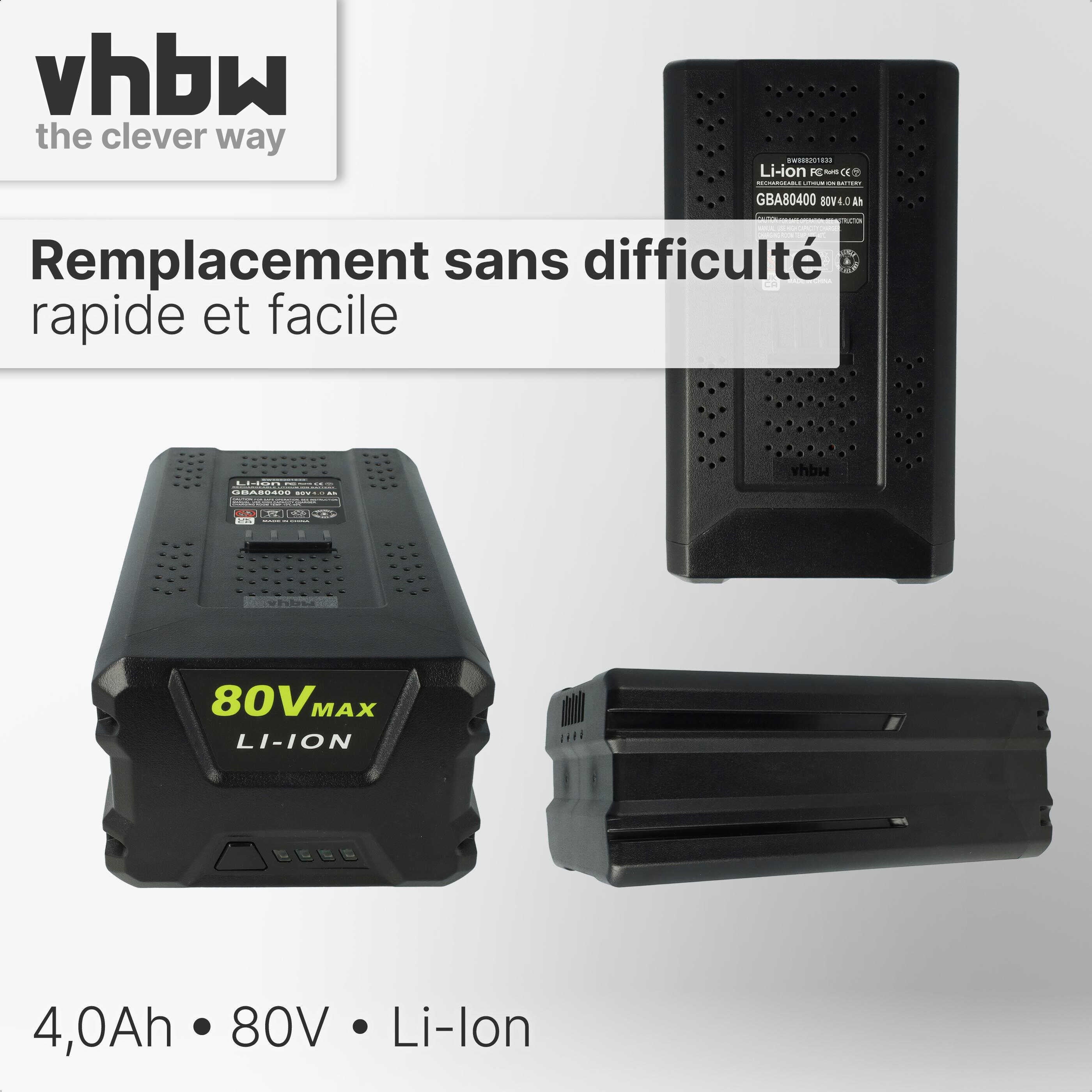 vhbw 1x Batterie remplacement pour Greenworks 80V Max, GBA80200, G80B4, G80B2 pour outil de jardinage (4000mAh, 80V, Li-ion) - 4