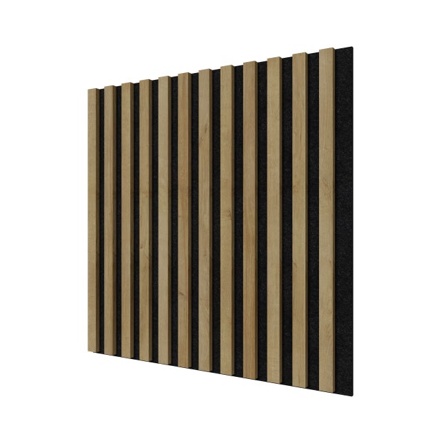 Panneau Tasseau Acoustique effet tasseau bois en feutre 605mm x 605mm chêne sur noir Linea Proline Stegu