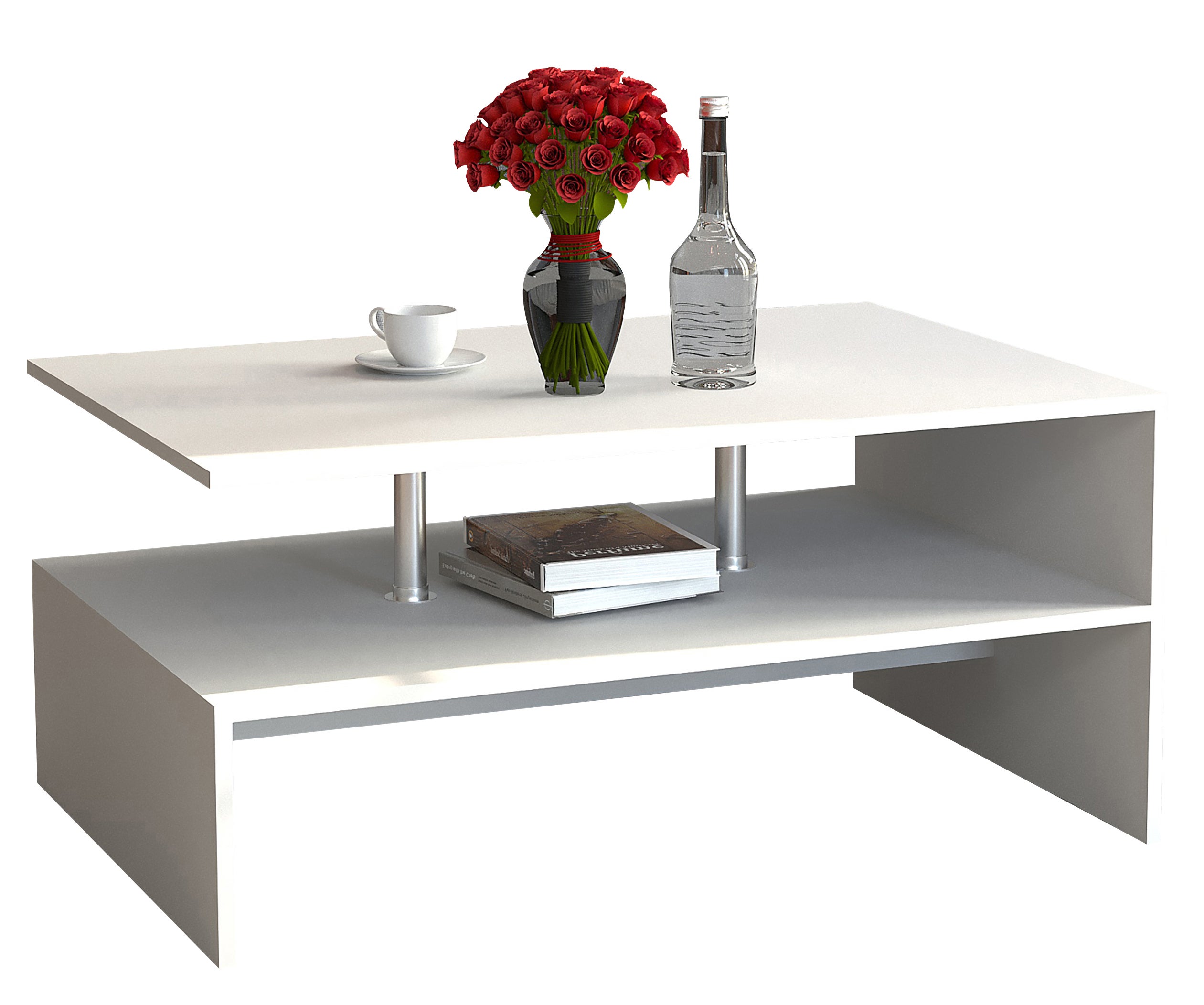 Stół boczny i stolik kawowy Maliso Biały W. 42 x S. 90 x G. 60 cm