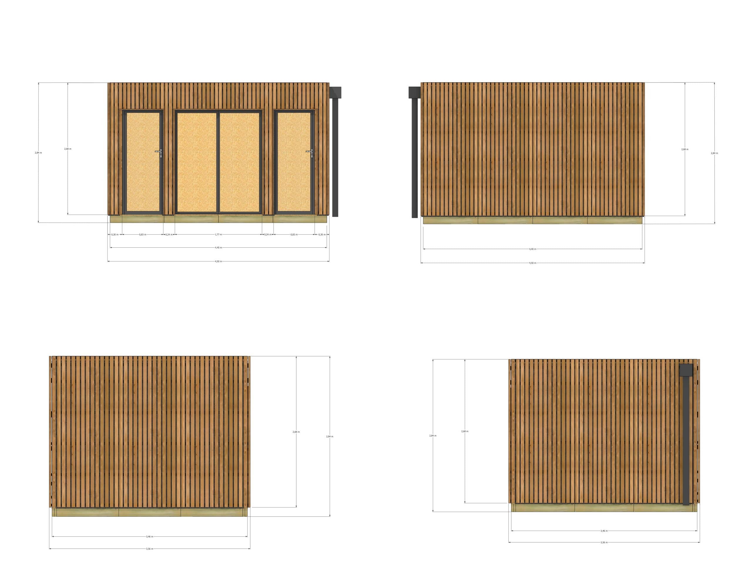 Extension bois traité autoclave en bois 4,4 x 3,5 x 2,7 m avec plancher isolé - 4