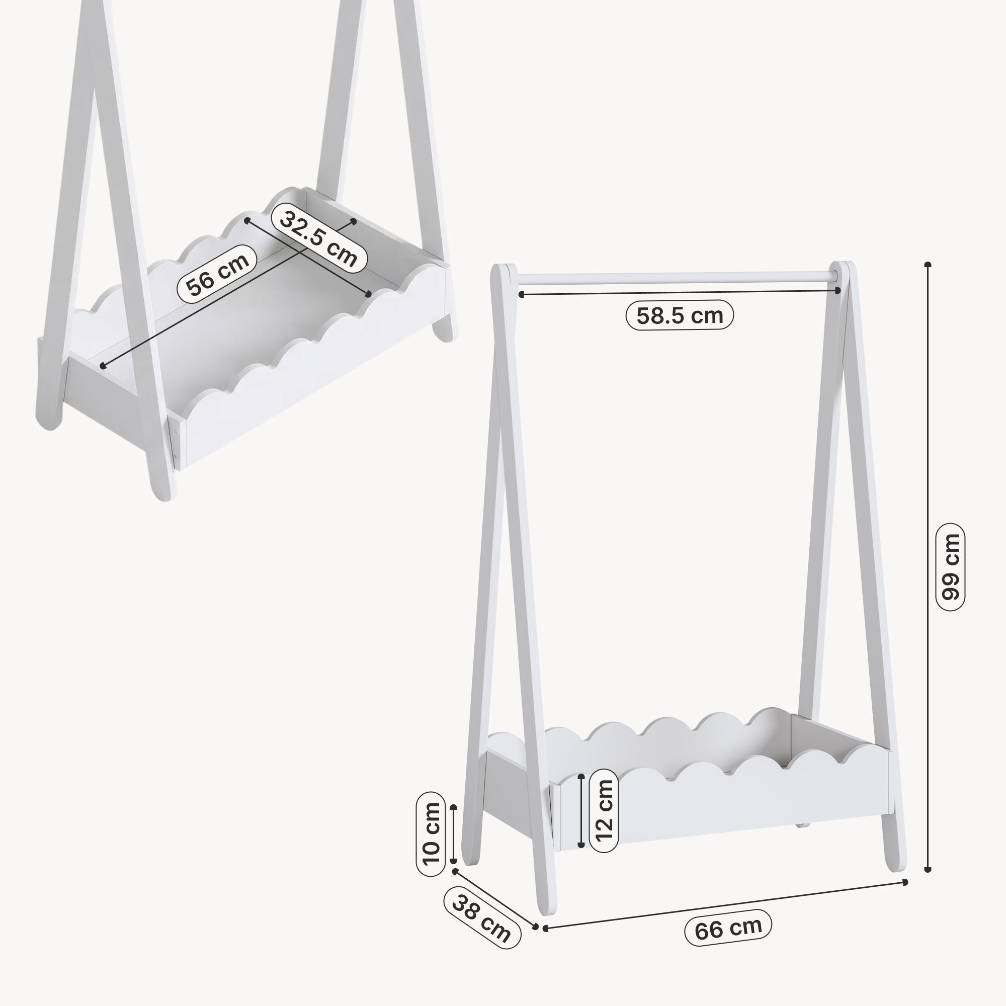 Portemanteau pour enfants Vestnes 99 x 66 x 38 cm blanc [en.casa] - 3